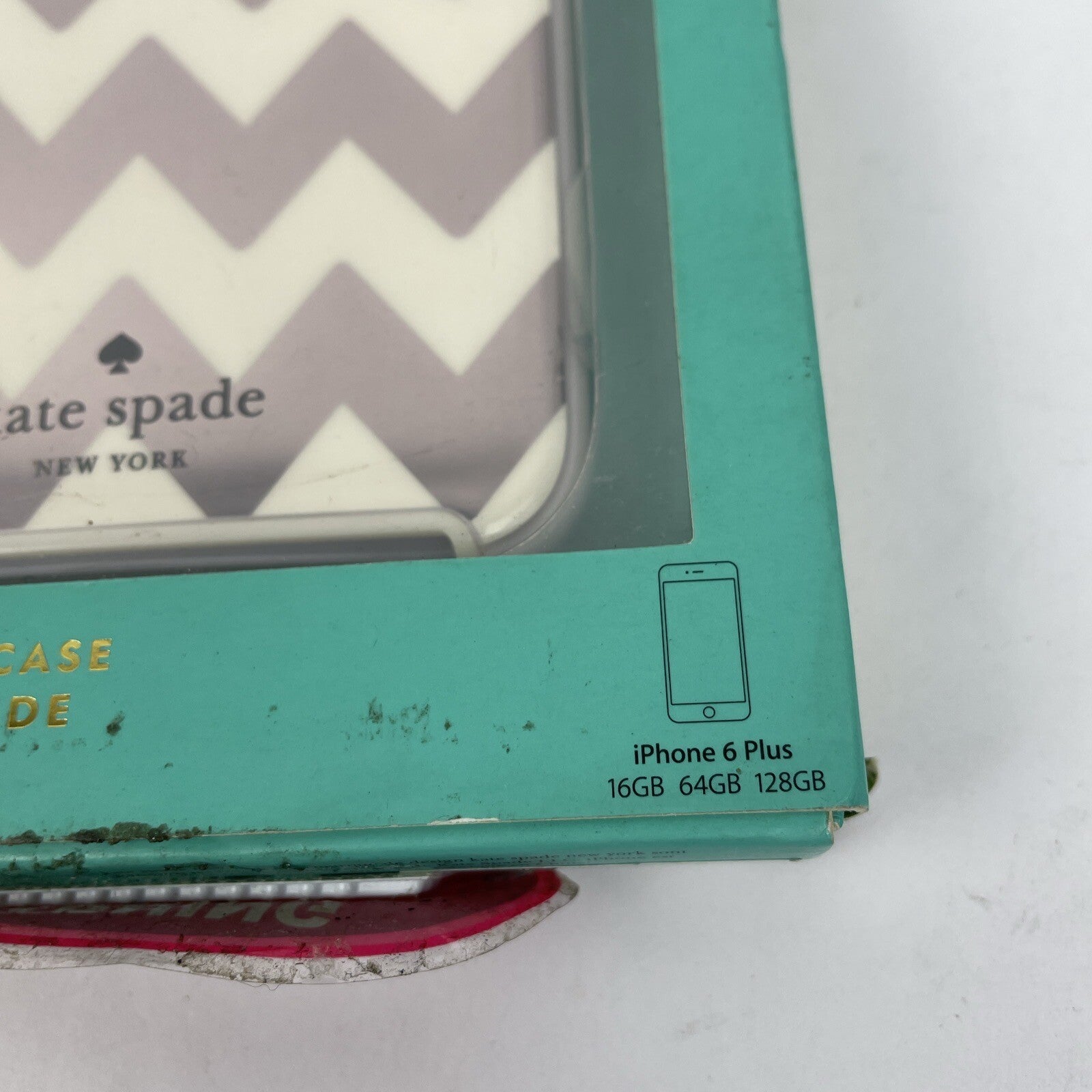New Kate Spade New York Apple iPhone 6 Plus Protective Case Metalic Pink ZIG ZAG