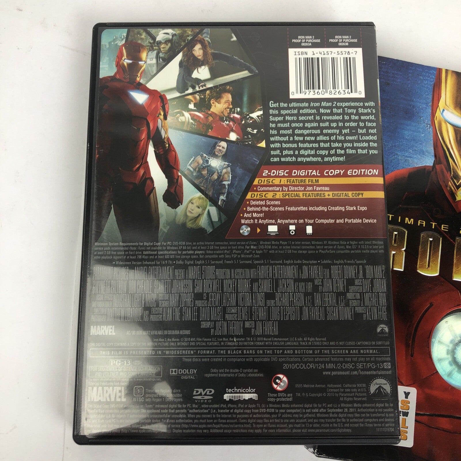 MARVEL COMICS Iron Man 1 and Iron Man 2 DVD Video Lot MINT DISCS Guaranteed