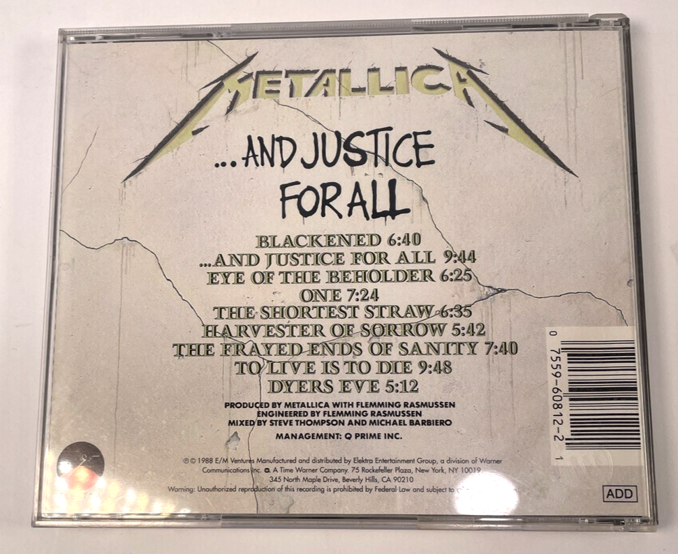 Metallica ...And Justice for All CD 1988 Elektra - 9 60812-2 [ORGINAL PRESS] #45