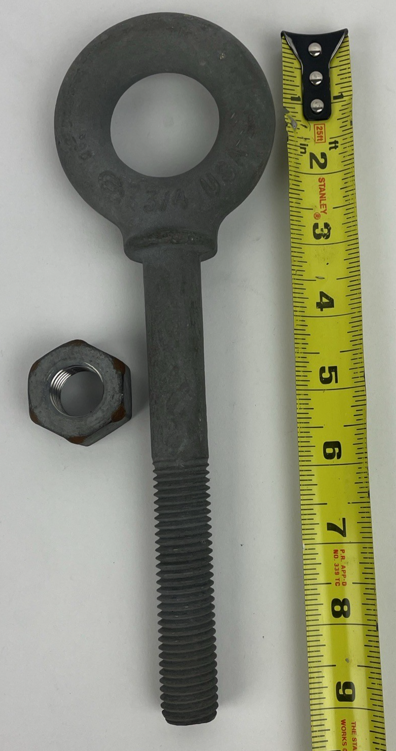 3/4" Lifting Eye Bolt & Nut With Shoulder Made in the U.S.A. New 1 Pc