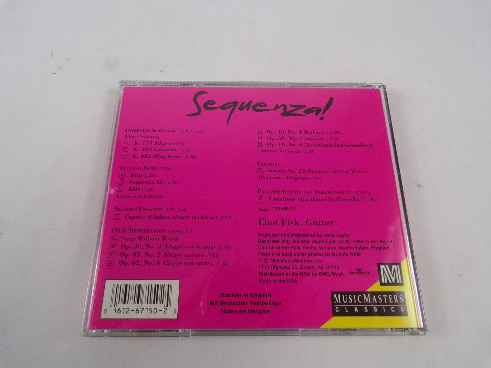 Sequenza! Eliot Fisk World Premier Recording Music Masters Classics CD #40