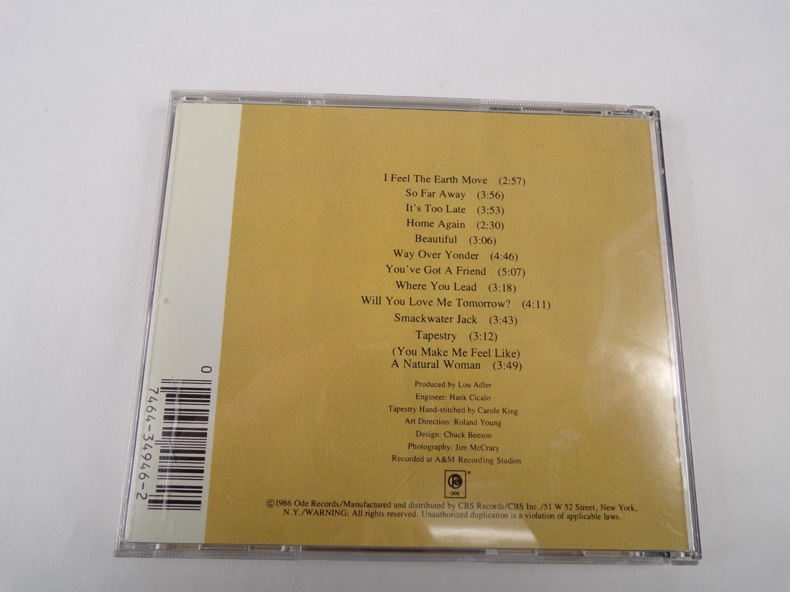 Carole King Tapestry I Feel The Earth Move So Far Away Home Again tapestry CD#58