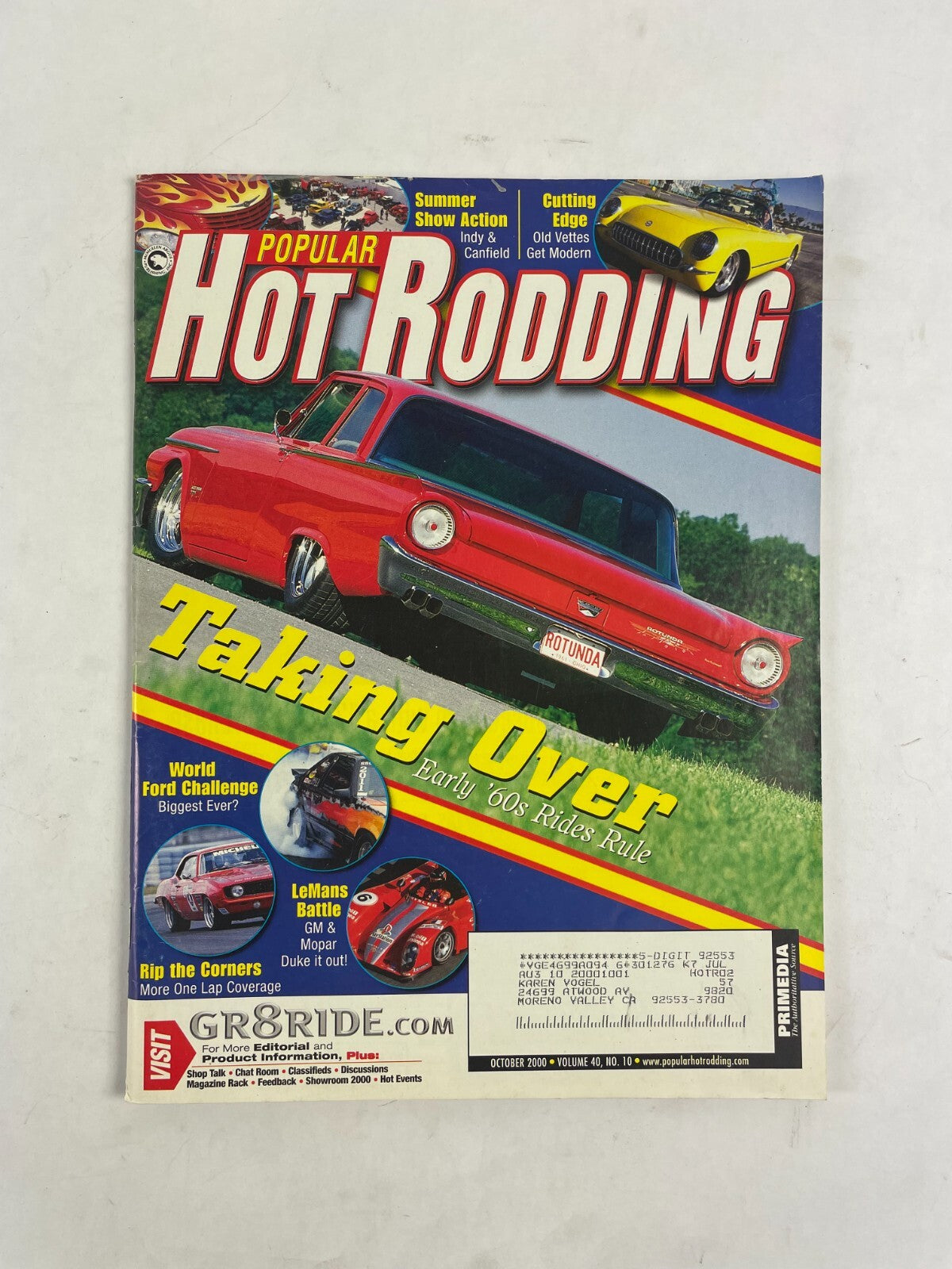 October 2000 Hot Rodding Magazine Taking Over Early 60s Rides Rule Cutting Edge