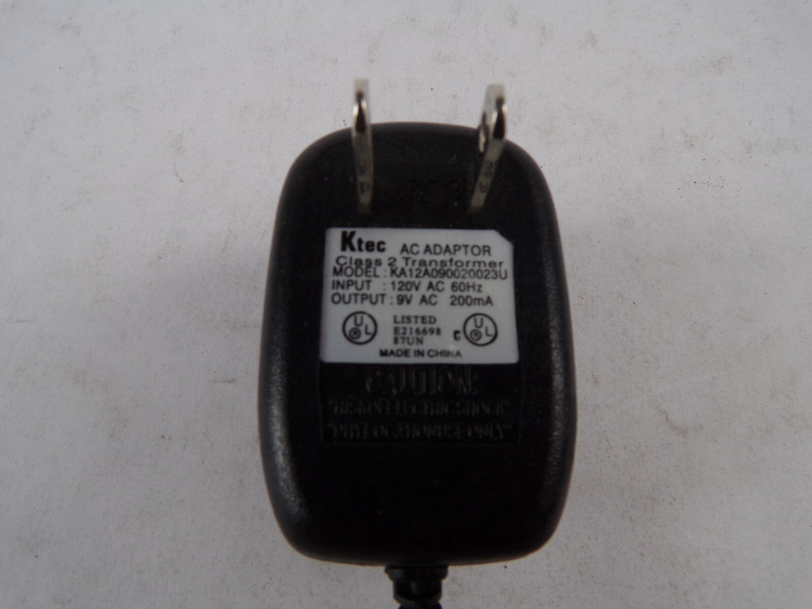 Geniune Ktec KA12A090020023U Output 9 V  200mA Power Supply Adapter A56