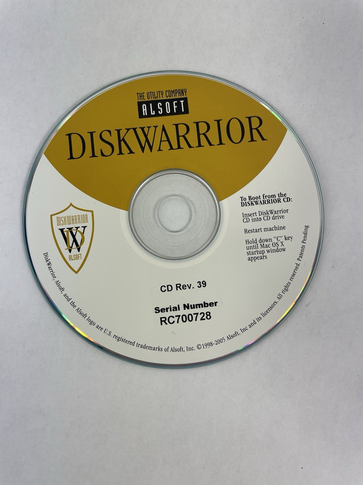 Diskwarrior Software For Mac CD- Rom Disk With Serial Number Alsoft