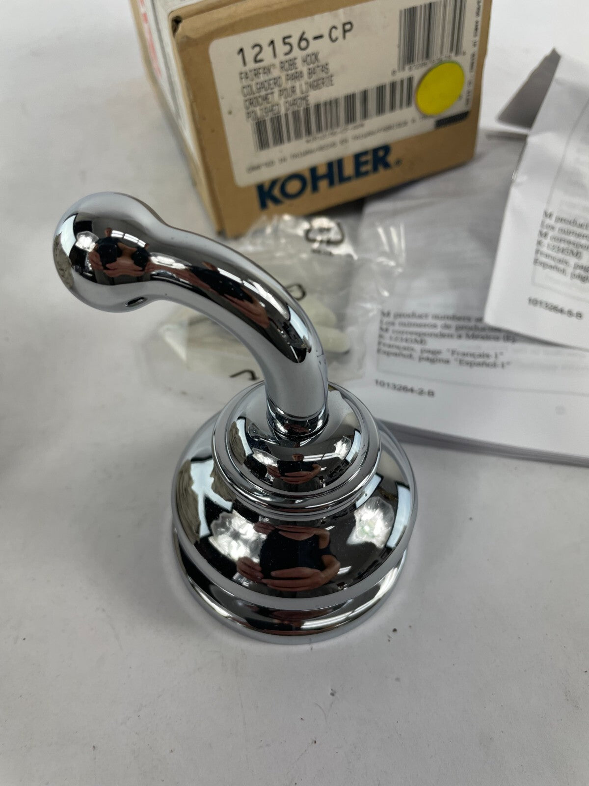 Kohler Fairfax 12156-CP polished chrome bathroom robe hook