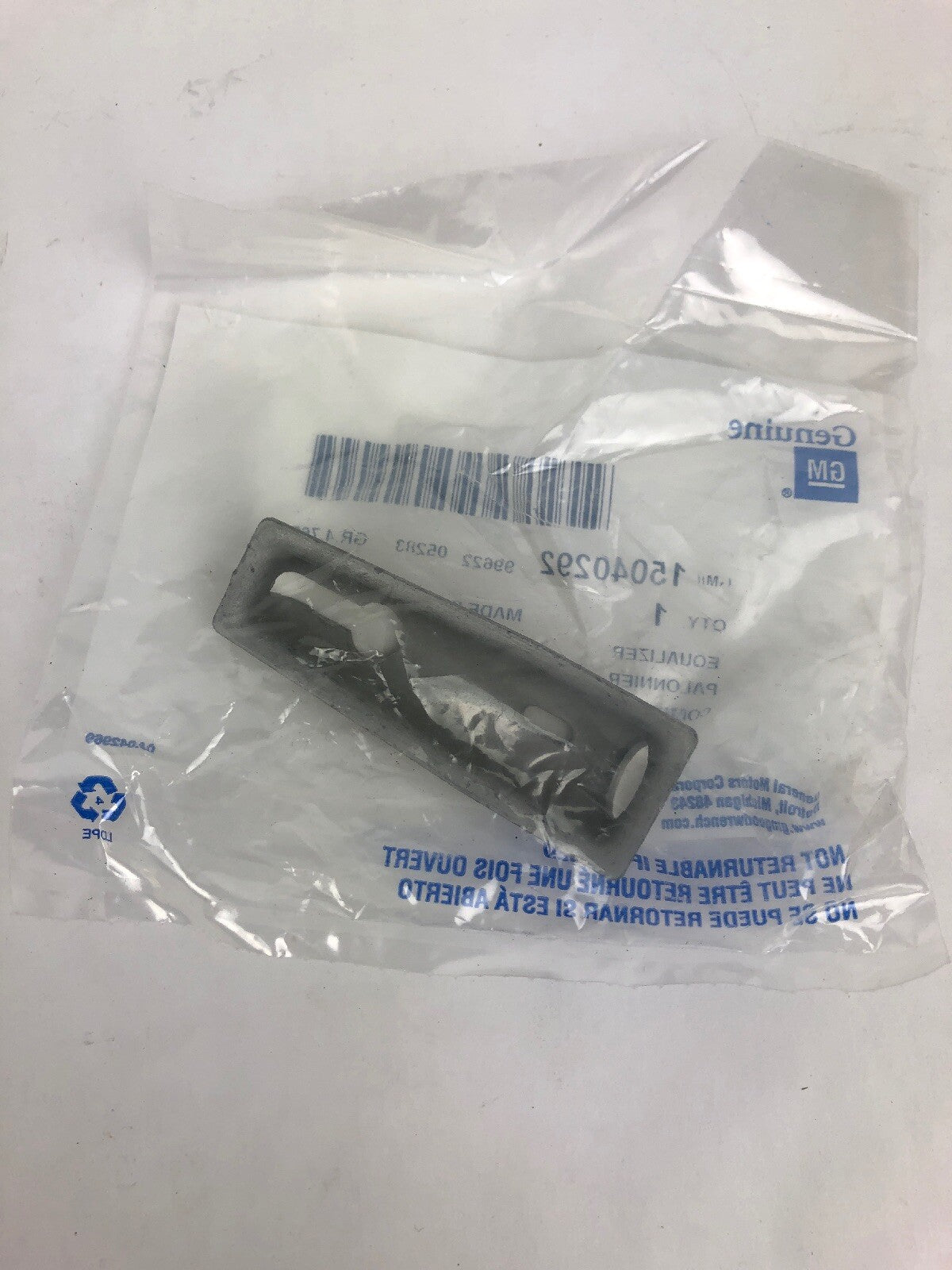 Genuine GM OEM 15040292 parking brake cable equalizer steel direct replacement for compatible Chevrolet and GMC vehicles.