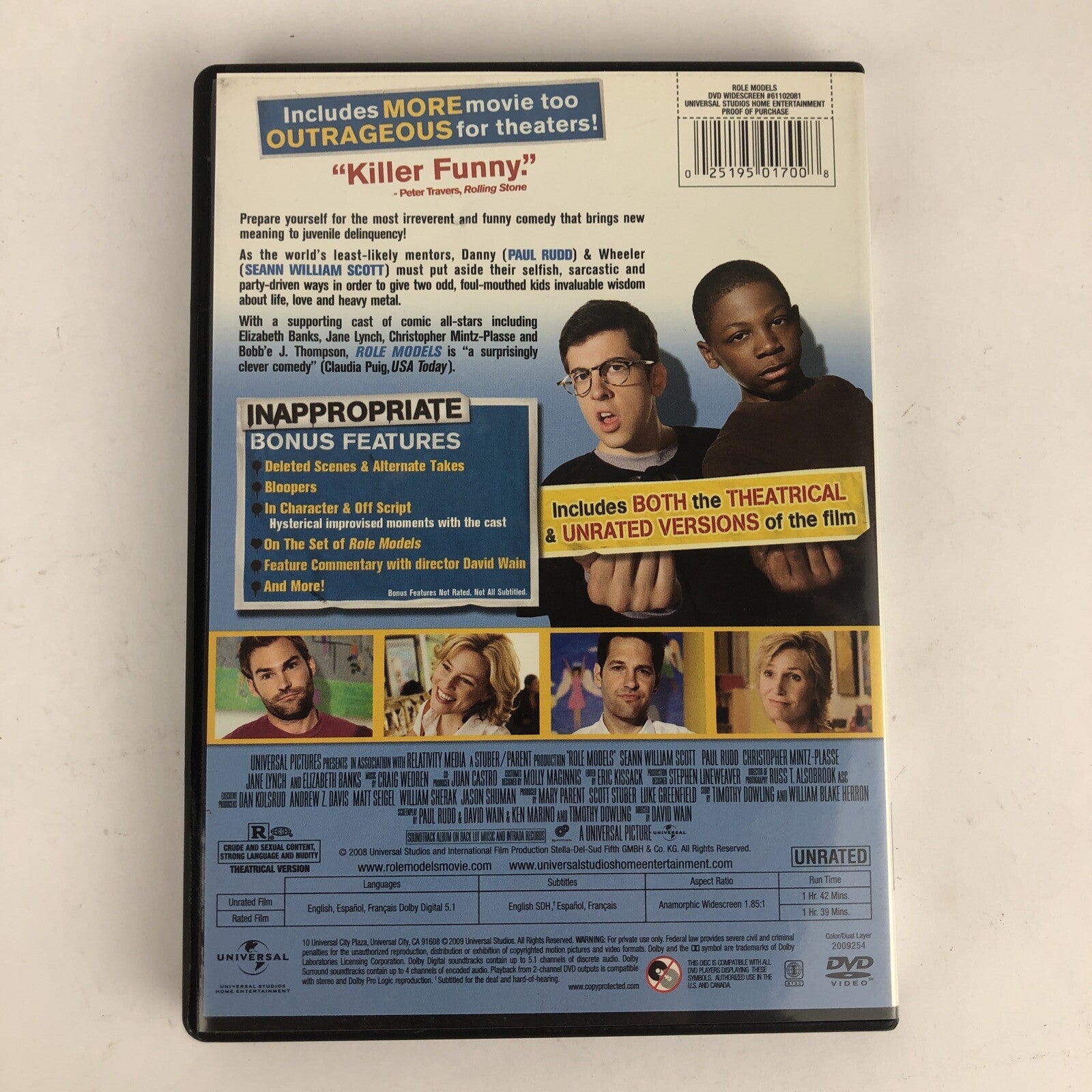 Role Models (DVD, 2008) 2 Versions Unrated & Theatrical Paul Rudd - Mint Disc