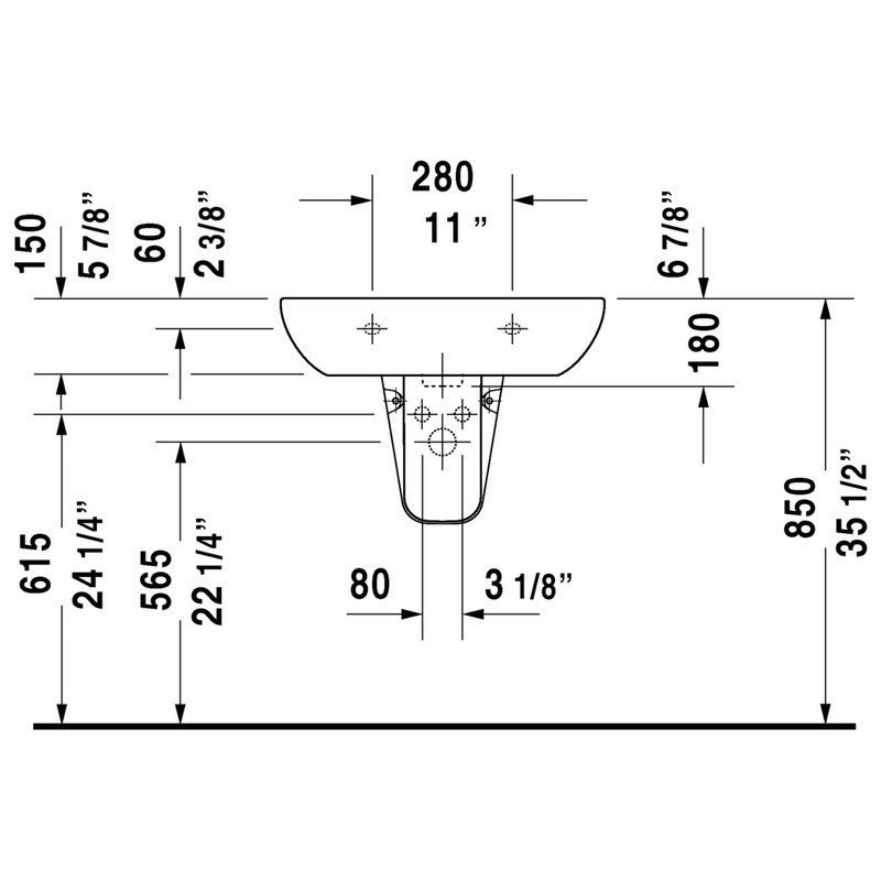 Duravit 23106500002 D-code 25-5/8 x 19-5/8" Wall Mounted Bathroom Sink White
