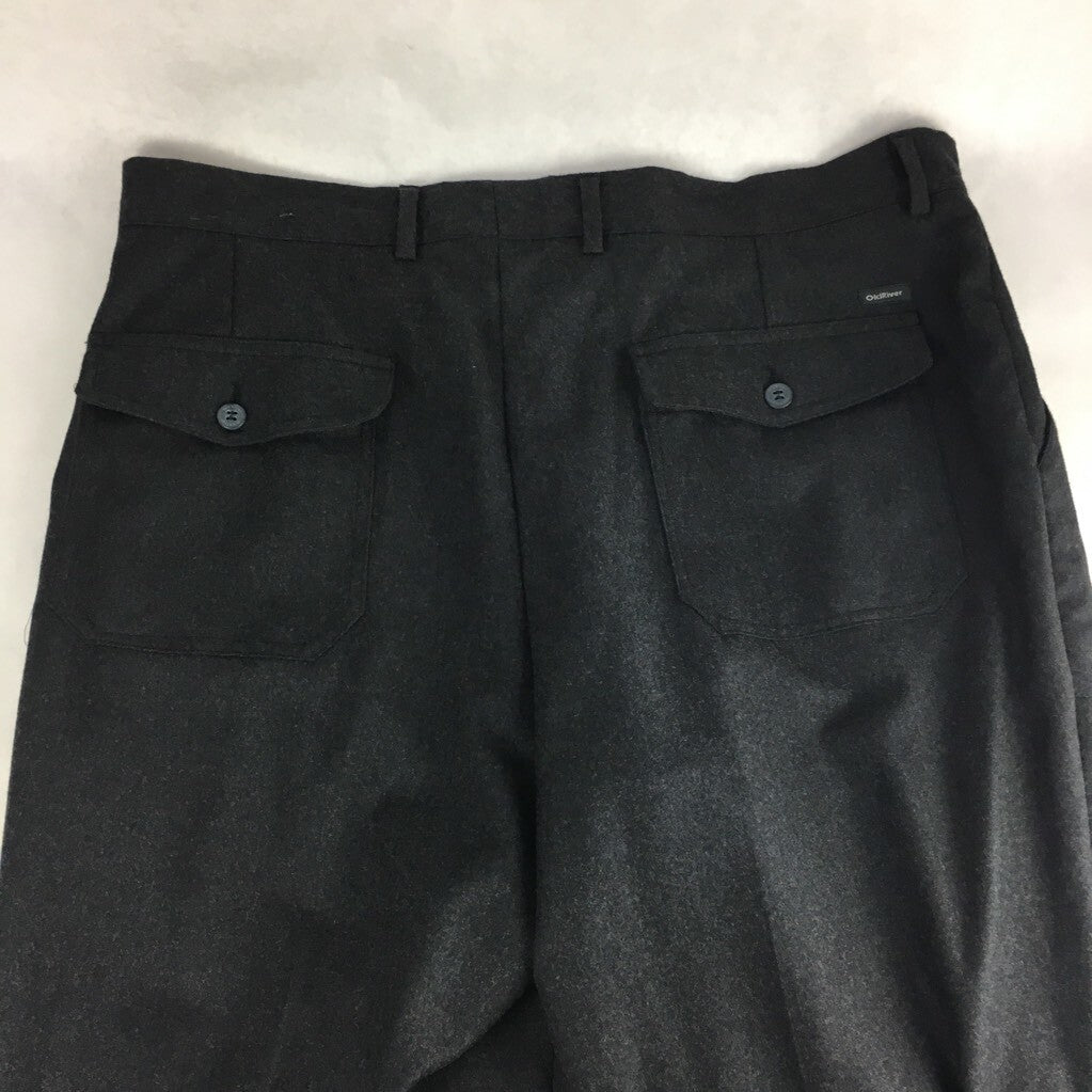 Old River Mens Dress Pants Black Flat Front Flap Pockets Virgin Wool US 38 EU 48