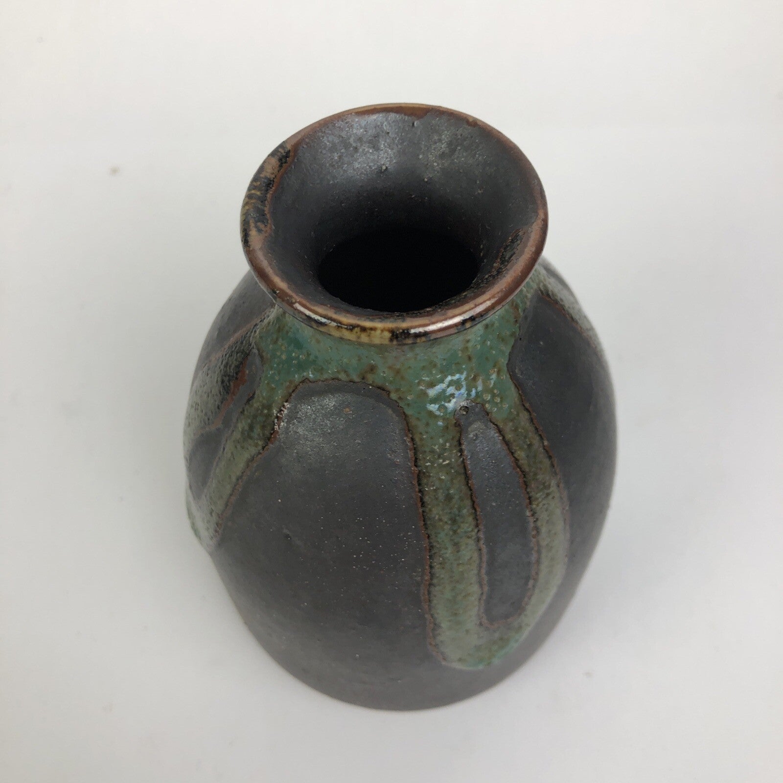 The Antiqua Warehouse Takahashi Stoneware DRIP Vase Japan 4.5" x 3"  LOOK