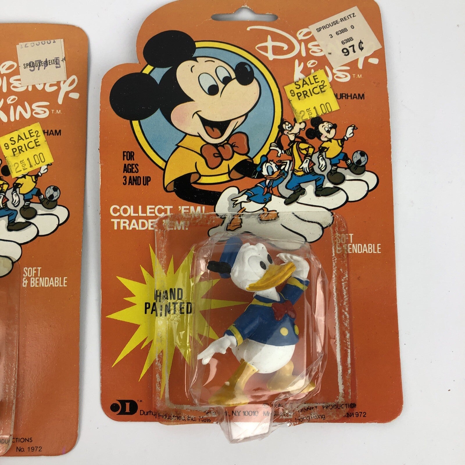 DISNEY-KINS HAND PAINTED  MICKEY MOUSE Donald Duck 2" SOFT & BENDABLE BY DURHAM