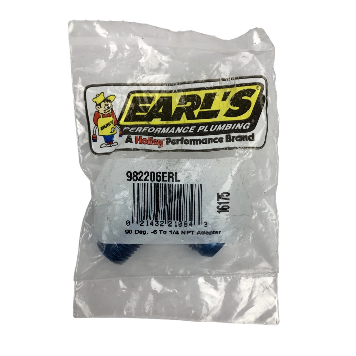 Earls Performance 982206ERL Blue 90 Degree Elbow -6 AN Male to 1/4 Inch NPT