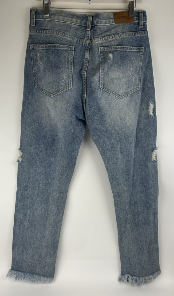Yarner USA Distressed Torn Jeans Women's Size 11 High Rise Waist Light Blue Wash