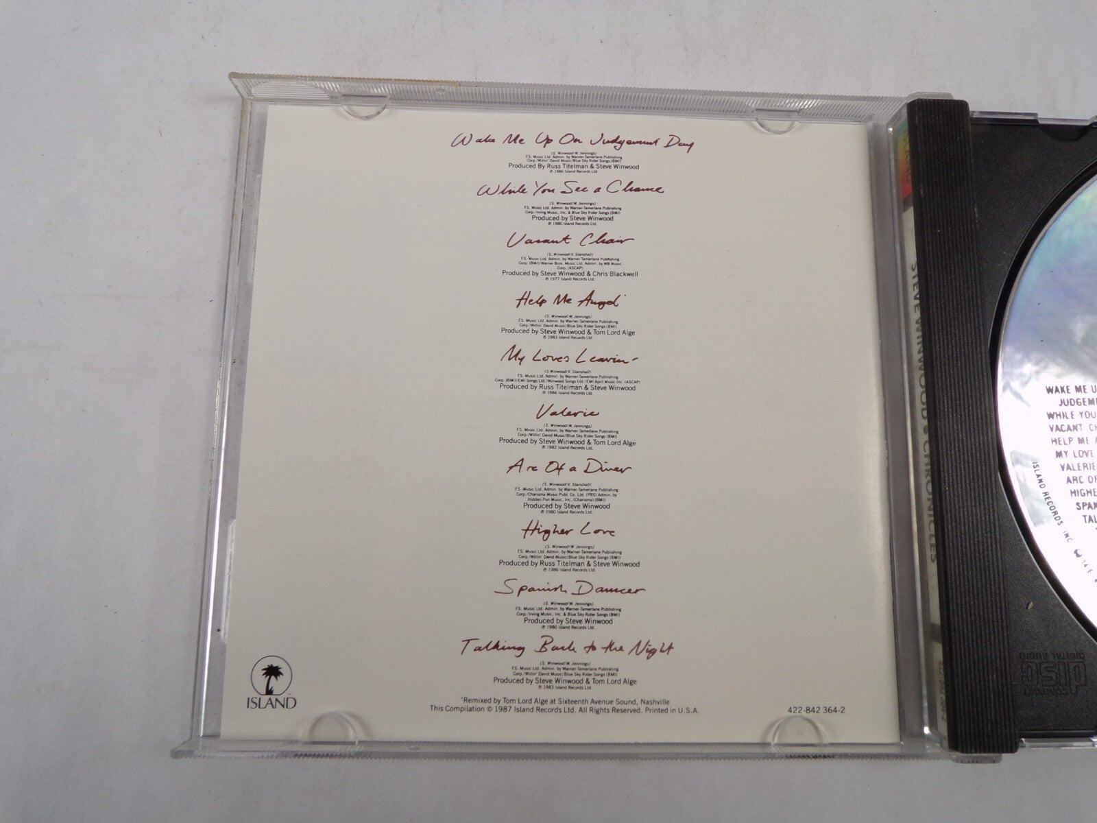 Steve Winwood Chronicles Wake Me Up On Judgment Day Vacant Chair Valerie CD#56