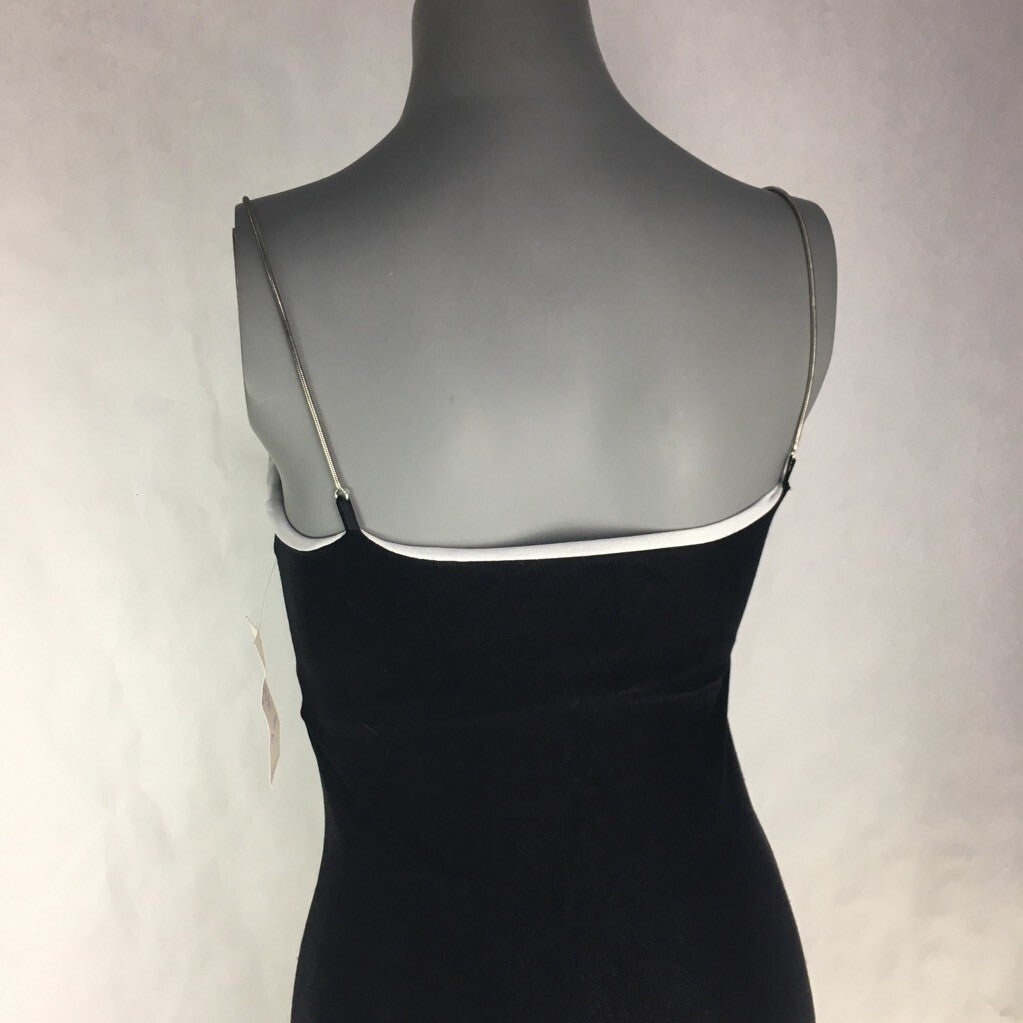 ESP Womens Sheath Dress Black Spaghetti Strap Asymmetric Studded Stretch S New