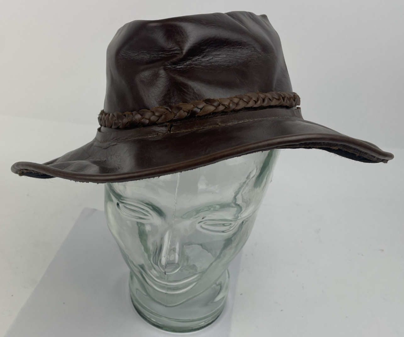 Genuine Handcrafted Thick Leather w Wire Vintage Western Cowboy Or Cowgirl Hat