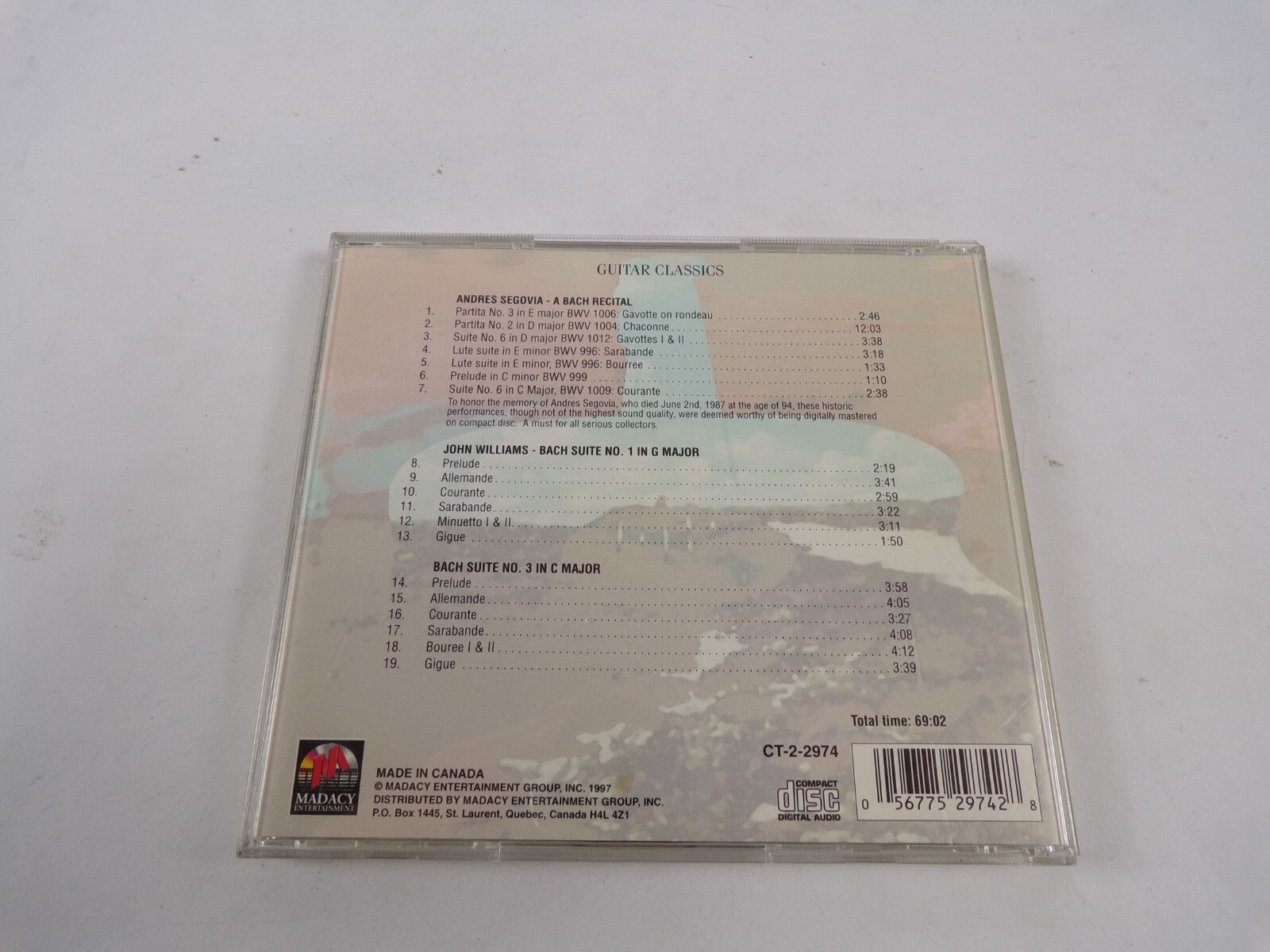Guitar Classics Andres Segovia A Batch Recital John Williams Batch Suite  CD#43