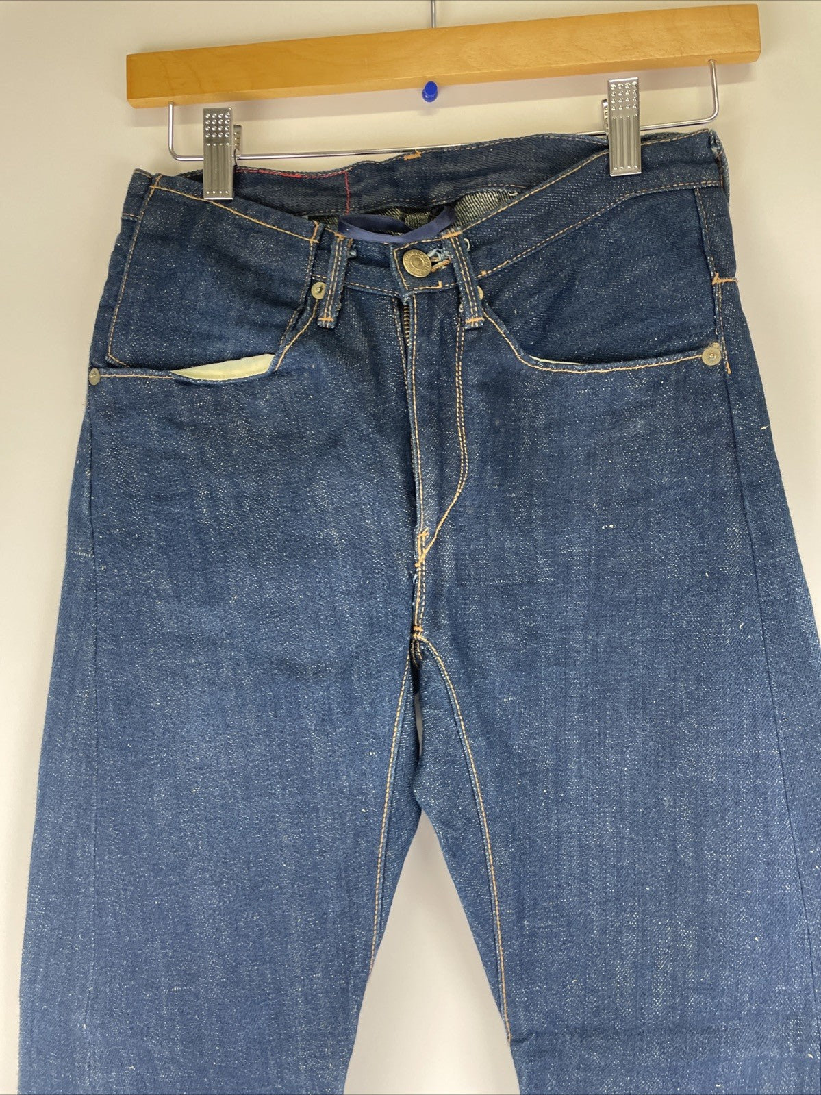 Vintage Levi's Hemp Cotton Jeans 26 x 32 USA Made Red Stencil Tag Dark Wash RARE