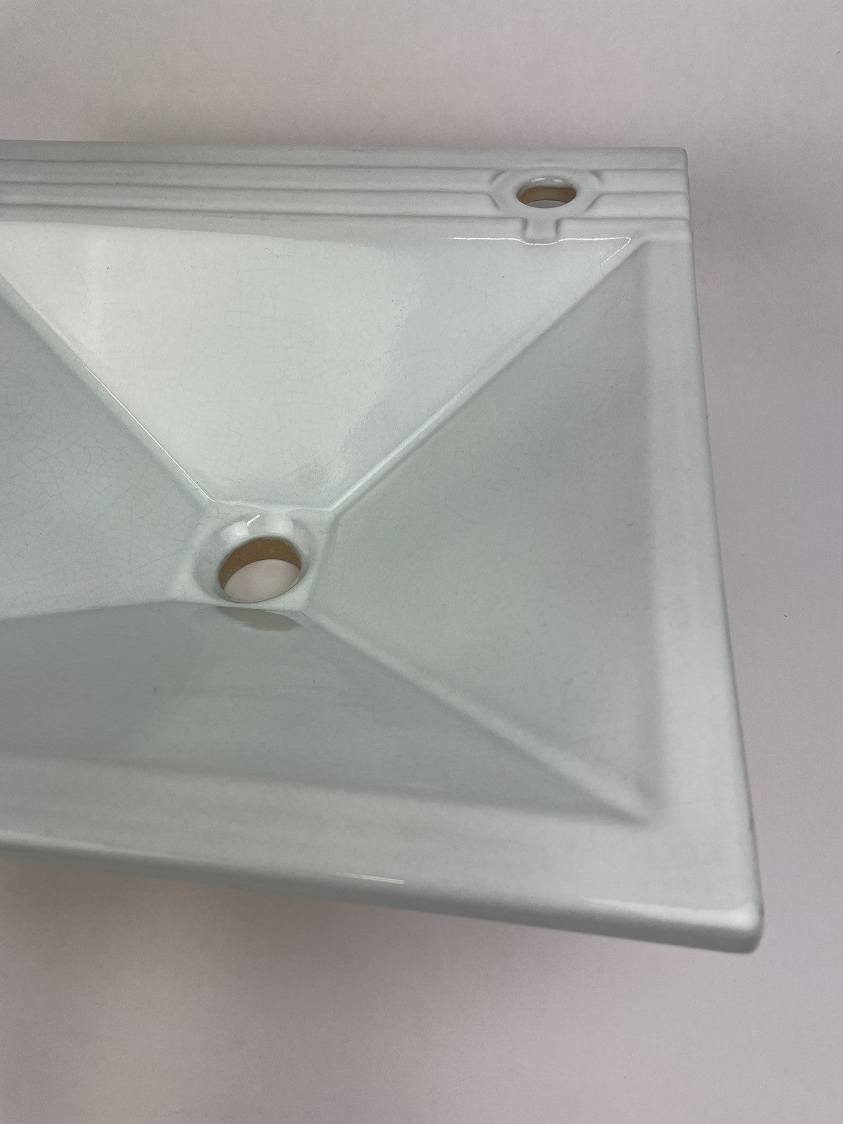 16" Square VESSEL SINK Basin handmade Ceramic Bathroom Baby Blue Tint