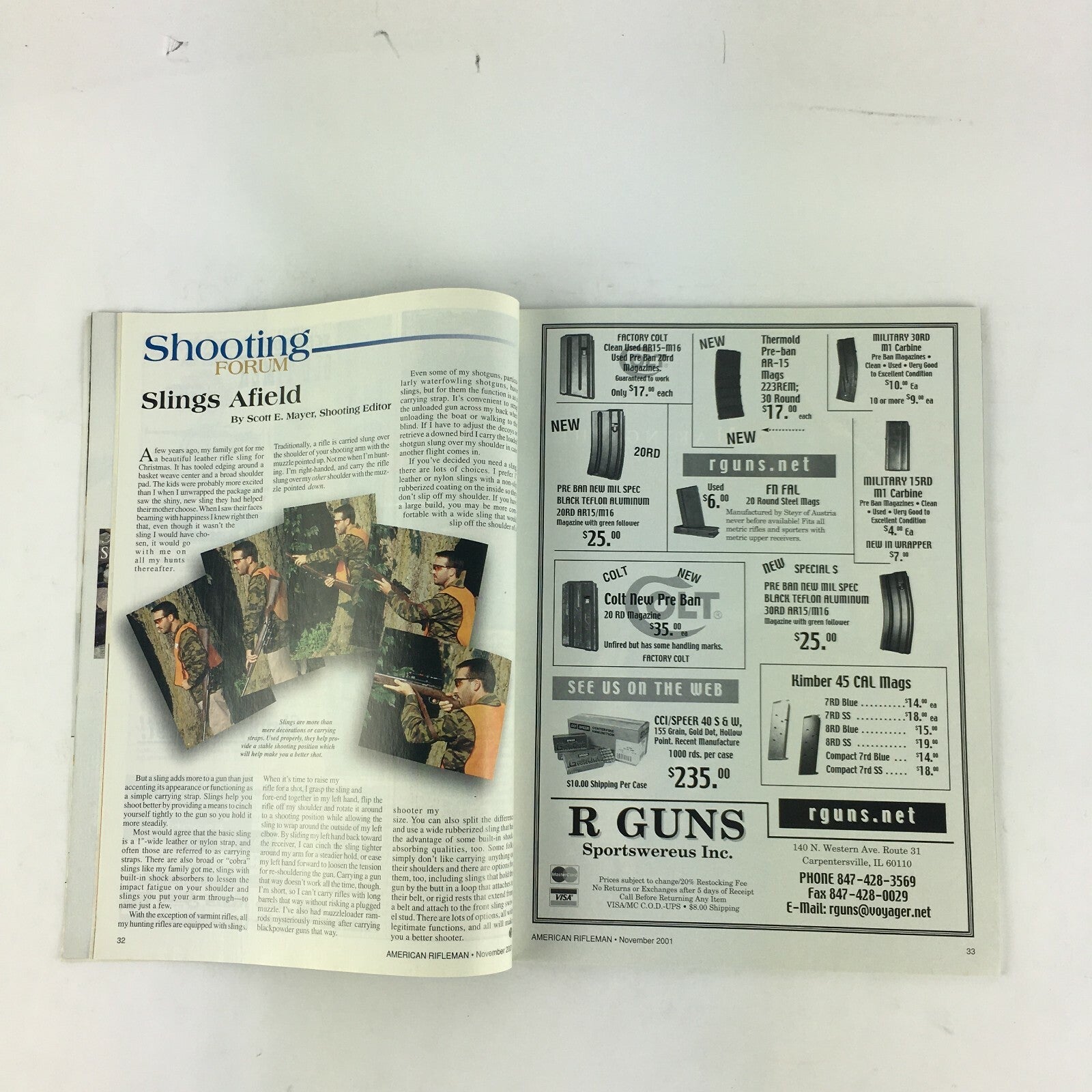 November 2001 American Rifleman Magazine .45 Magnum The M1911 Pistol Springfield