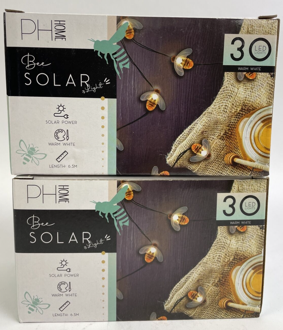 2 x 30 LED Solar Powered Bee String Lights Outdoor Yard Garden Decor Waterproof
