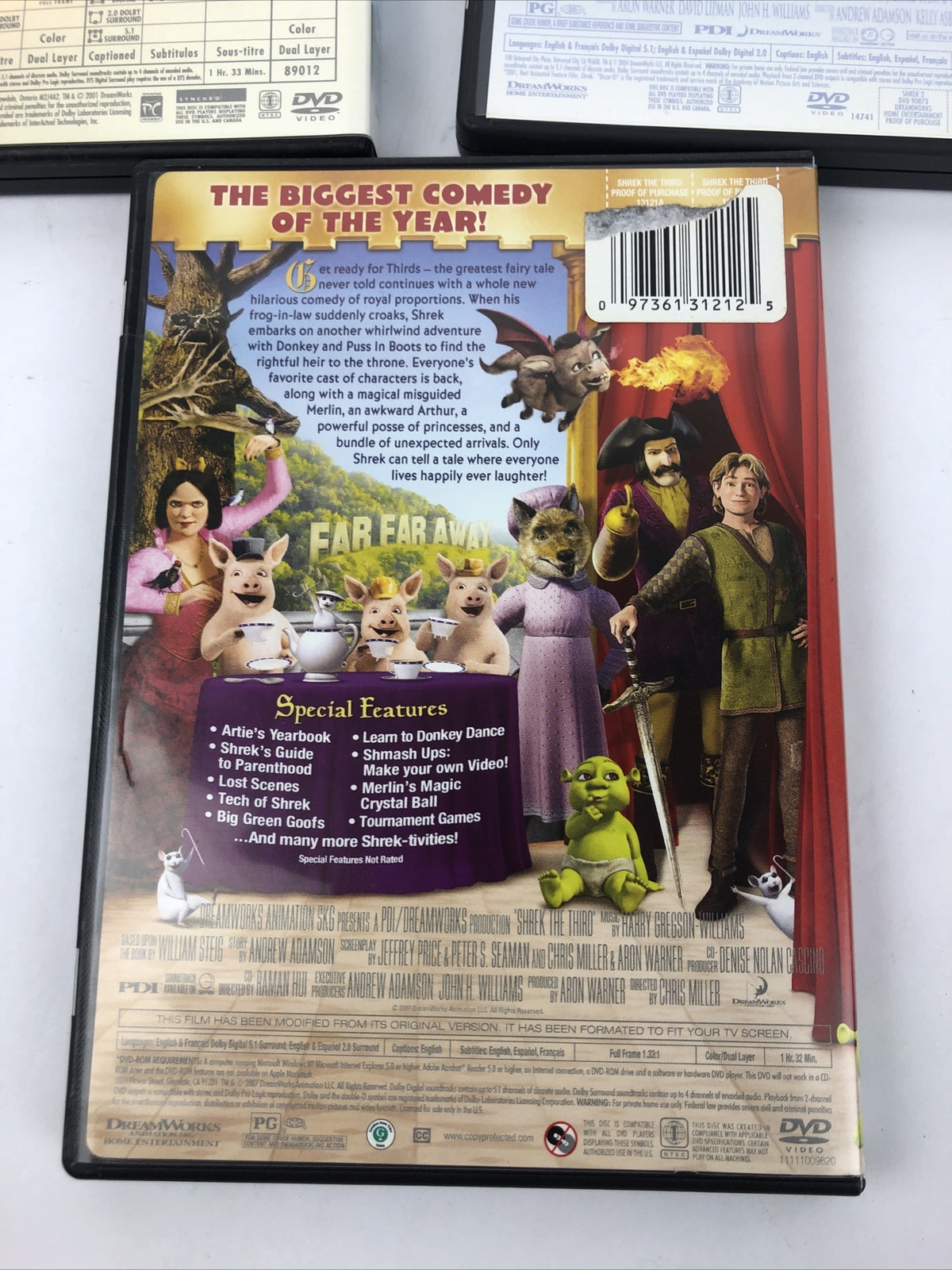 3 x DreamWorks SHREK DVD Lot: trilogy - 1 - 2 - 3 Cameron Diaz Eddie Murphy 