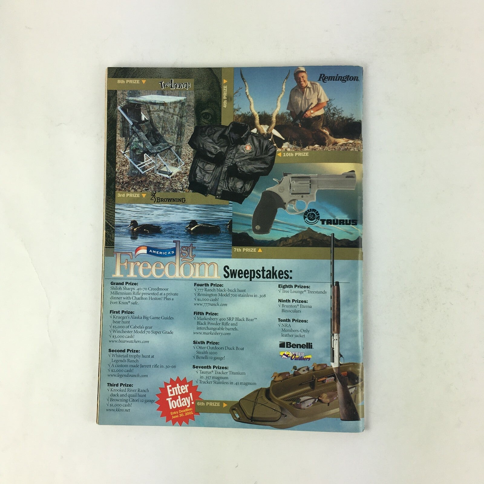 January 2001 American Rifleman Magazine Win Guns! Hunts! Cash! 