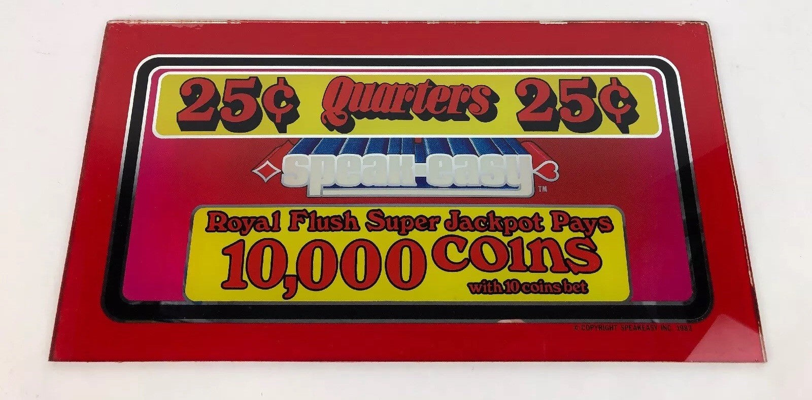Rare VINTAGE 1982 CASINO SLOT MACHINE PAYOUT GLASS PANEL SPEAK EASY $$ FSTSHP