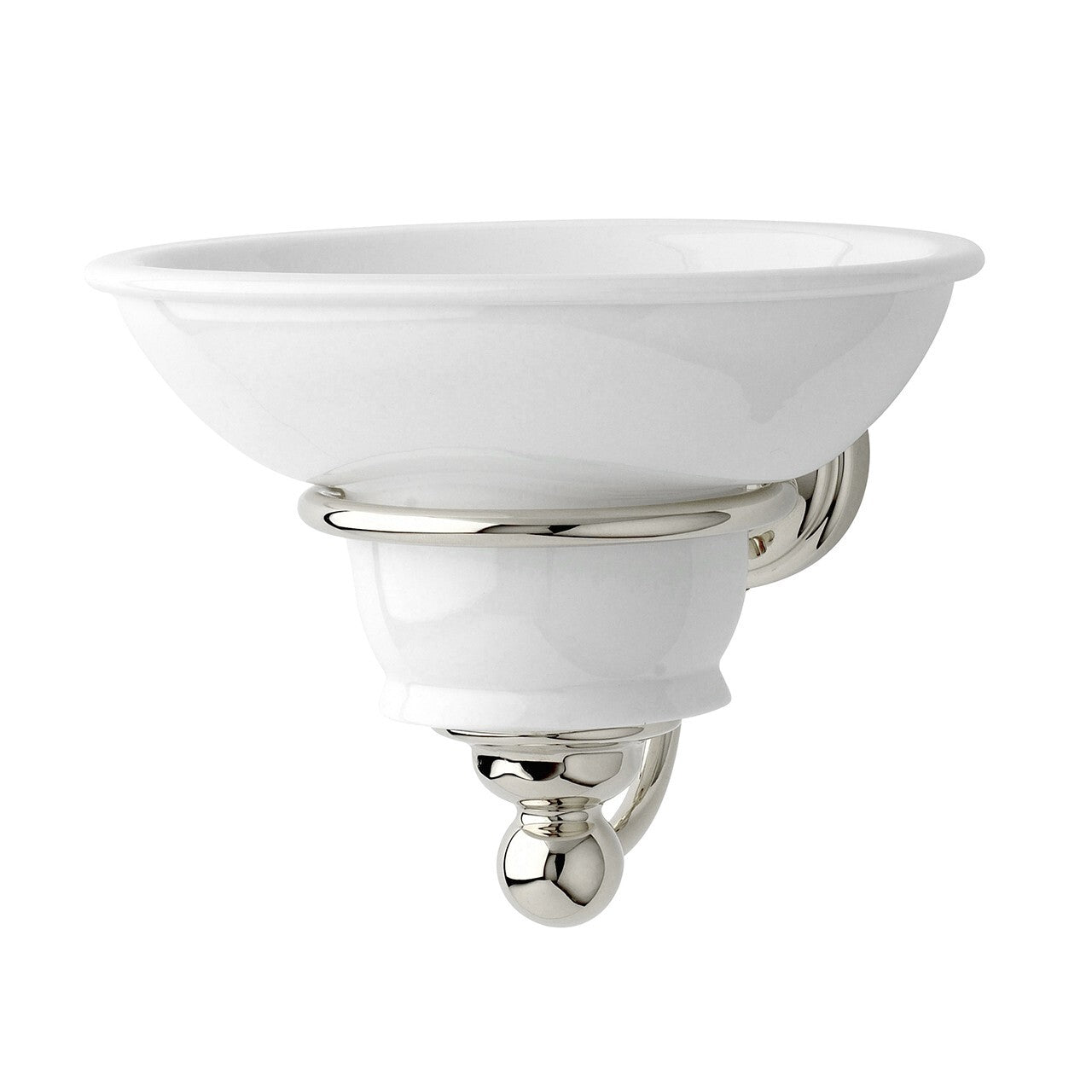 Perrin and Rowe 46928 PF traditional wall mounted porcelain soap tray polished chrome pewter finish