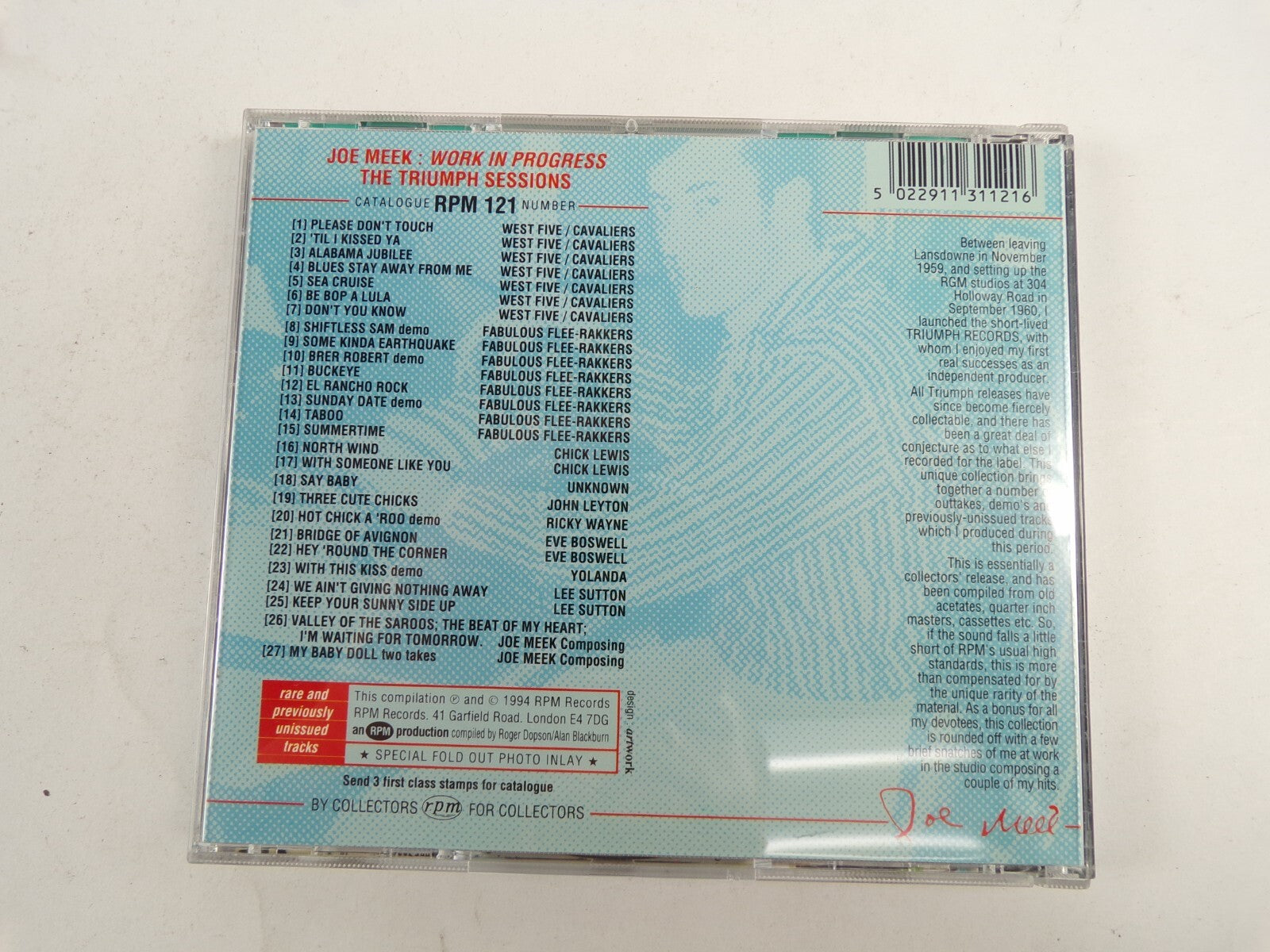 The Triumph Session Joe Meek Work In Progress CD#47