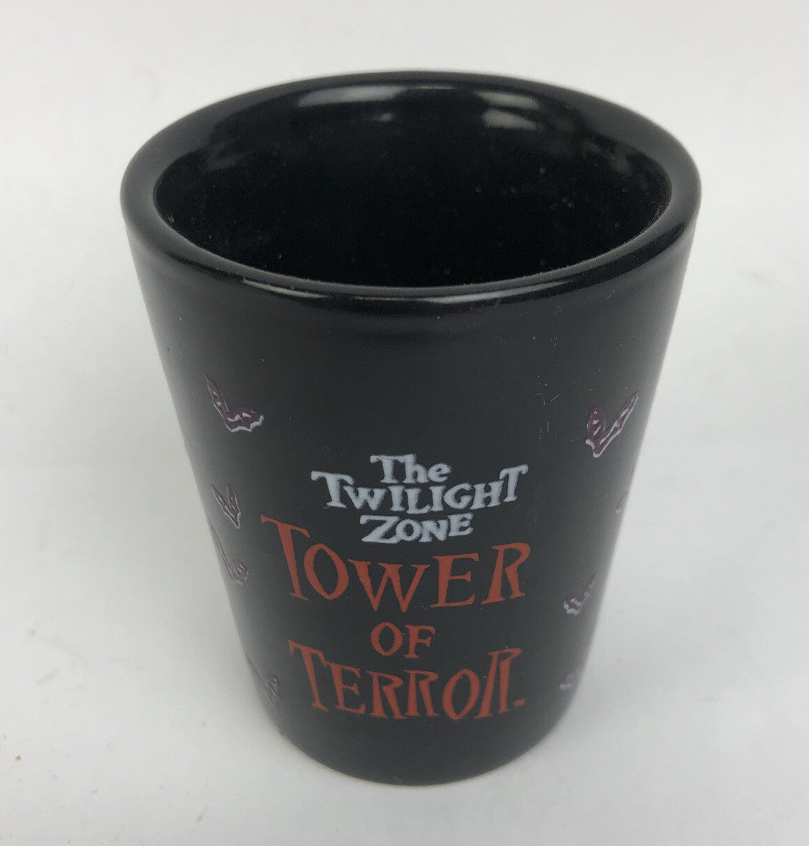 TWILIGHT ZONE TOWER OF TERROR SHOT GLASS DISNEY MGM Studios " I Survived " NOS