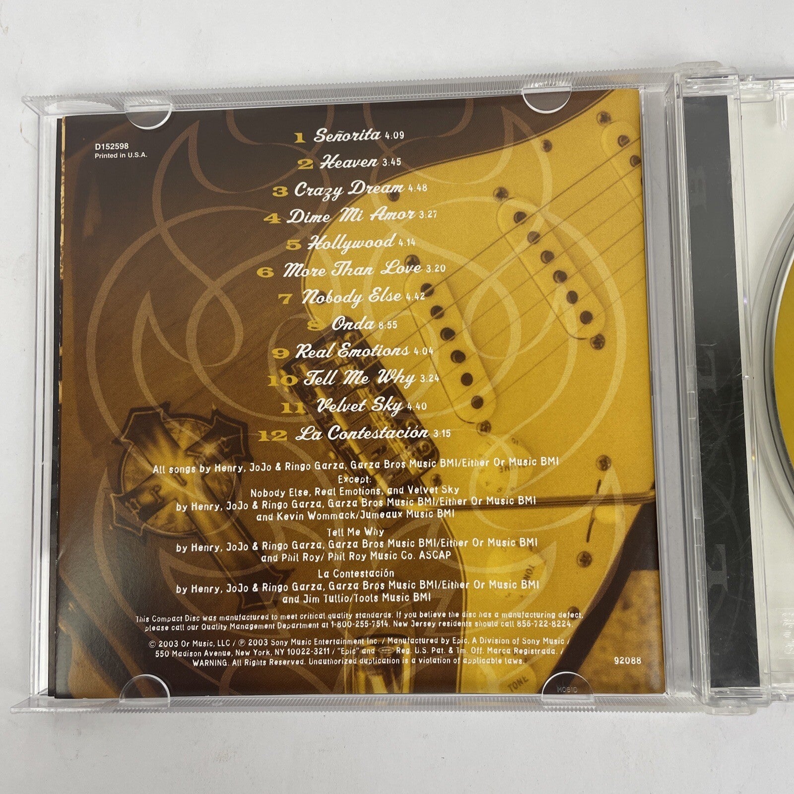 Los Lonely Boys Self Titled Digital Audio CD 2003 Or Music Inc. Epic Records - L
