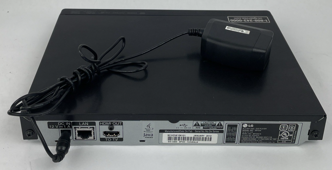 LG Blu-Ray Disc / DVD Player BP330 - Tested & Working (Power Supply Included)
