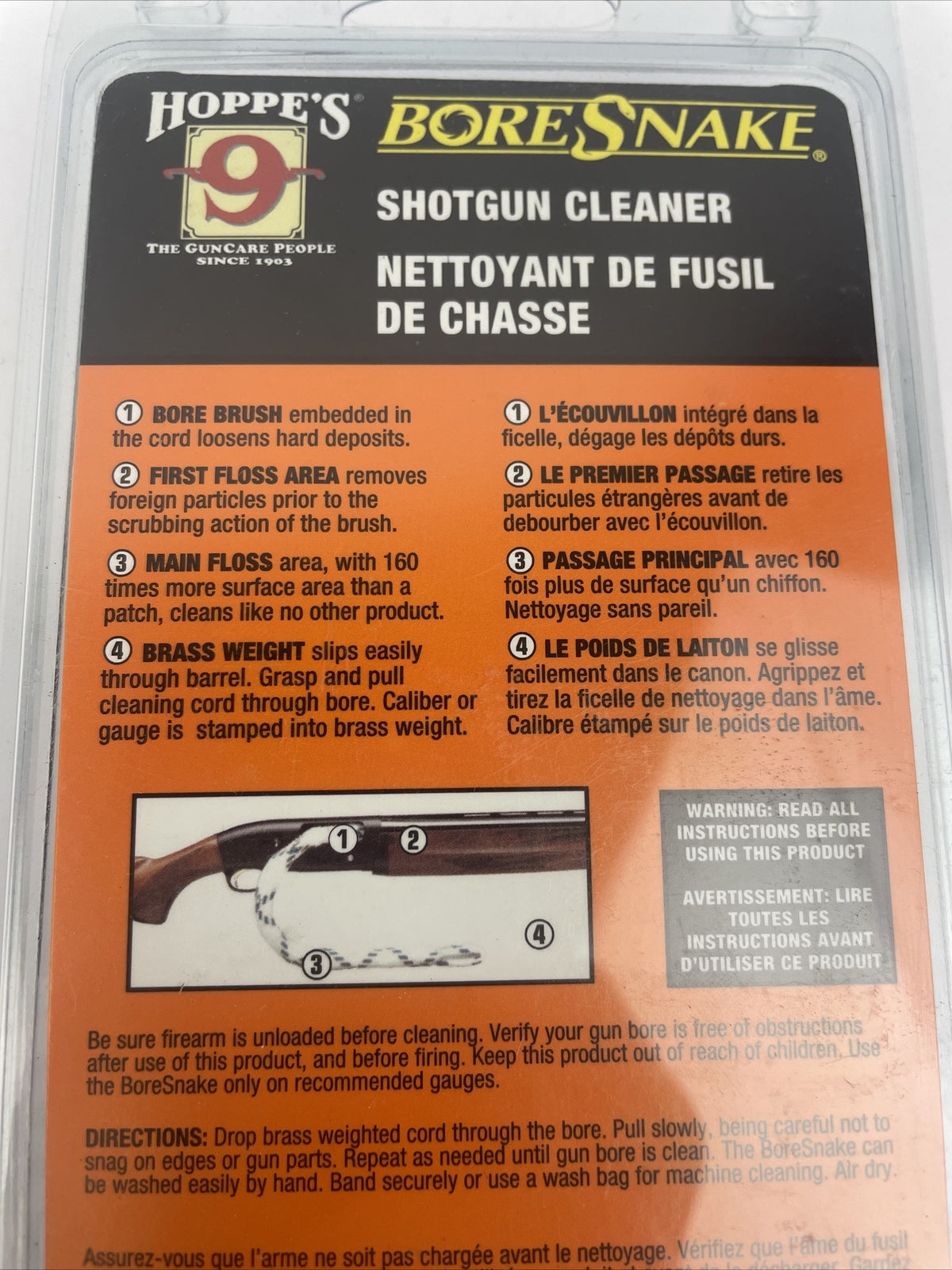 Hoppe's 9 - BoreSnake Gun Bore Cleaner for 12 Gauge Shotgun - 24035 NEW