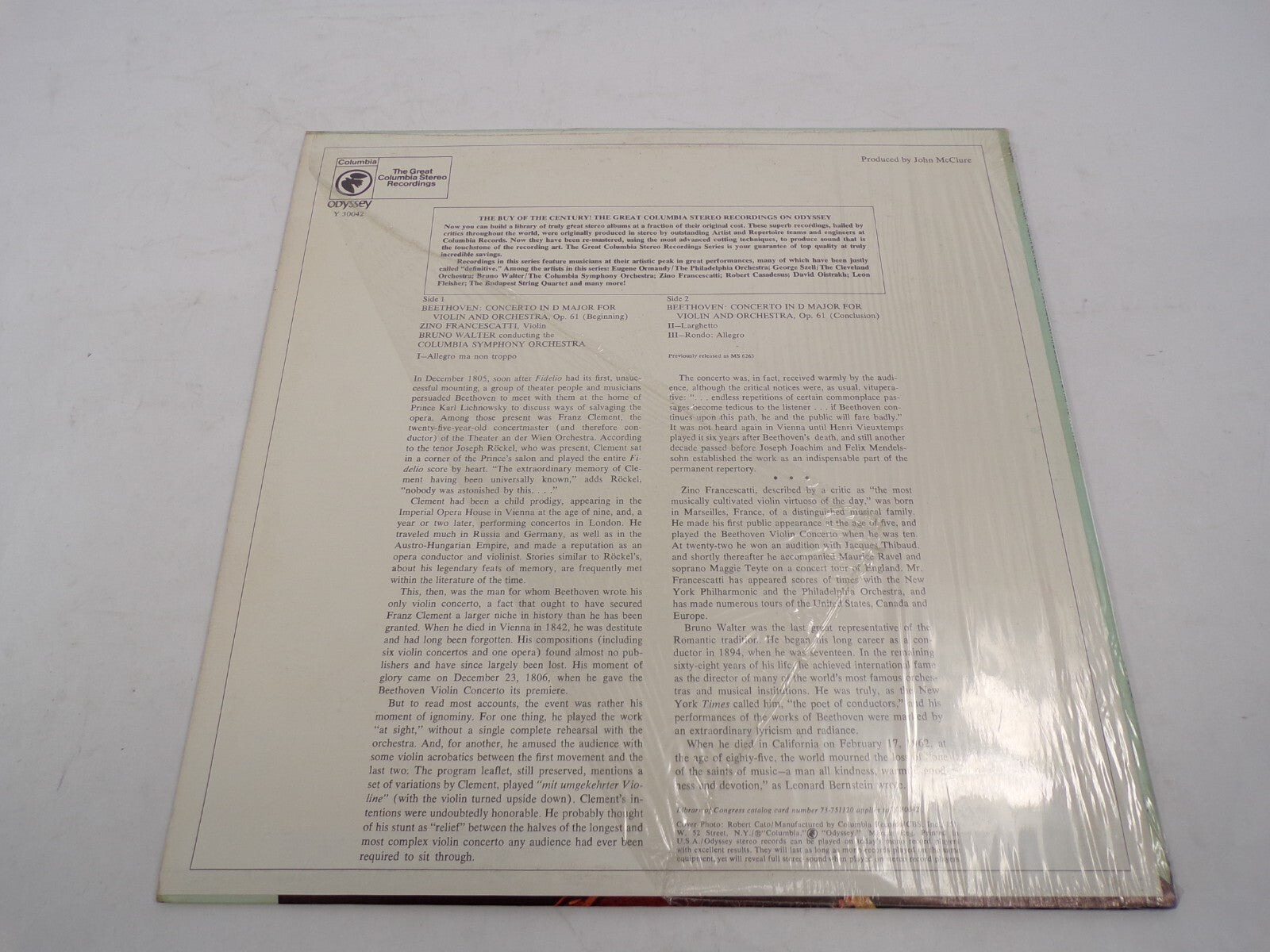 Zino Francescatti Bruno Walter Beethoven Violin Concerto SymphonyVinyl Records