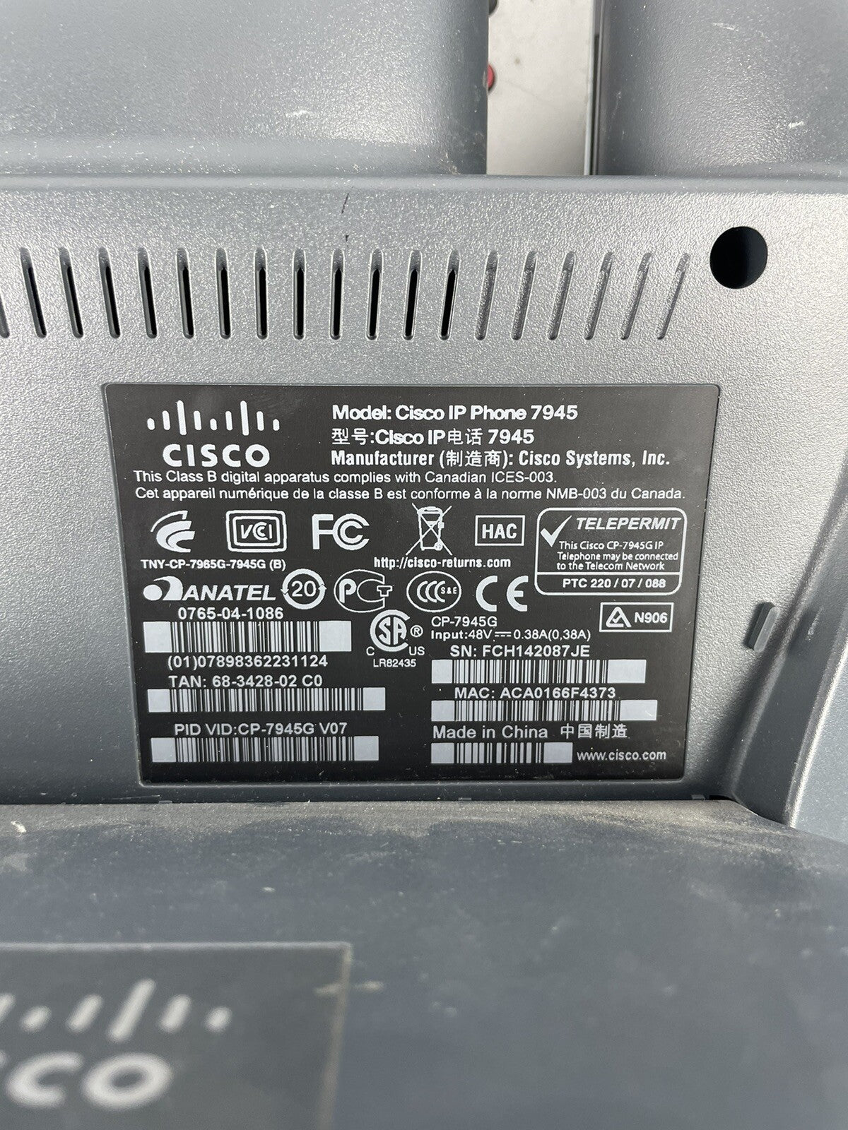 Lot of 15 Cisco CP-7945G 7945 Unified IP Phone Color LCD 5-Inch TFT Display VoIP