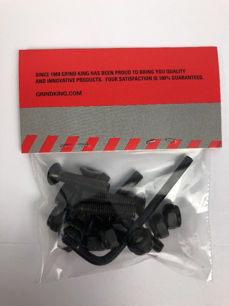 Grind King OEM 1-inch Allen head skateboard hardware with glitter top finish.