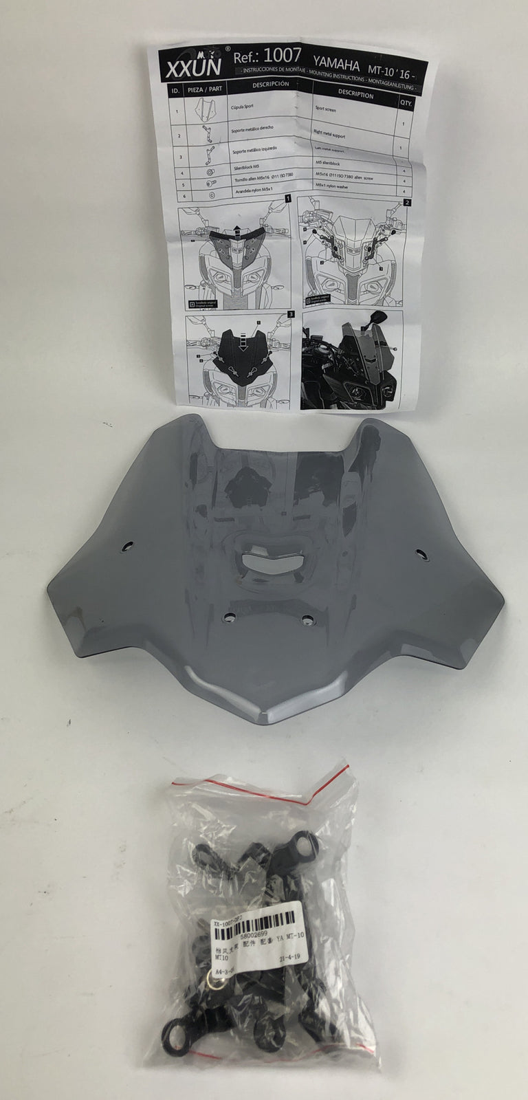 Yamaha MT-10 racing windscreen 2016-2021