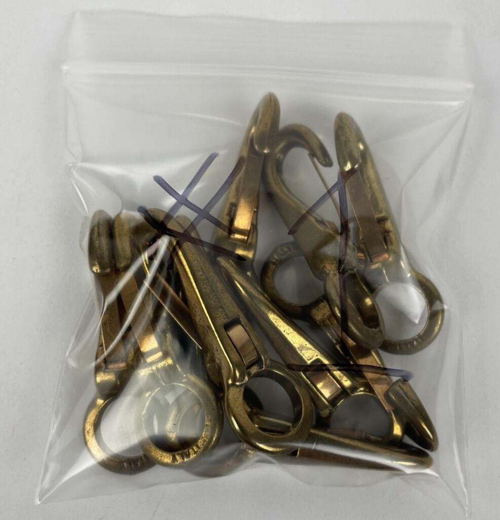 Lot of 10 x Vintage 2” Brass Snap Hook Clips Bimini Sailboat Nautical Marine #1