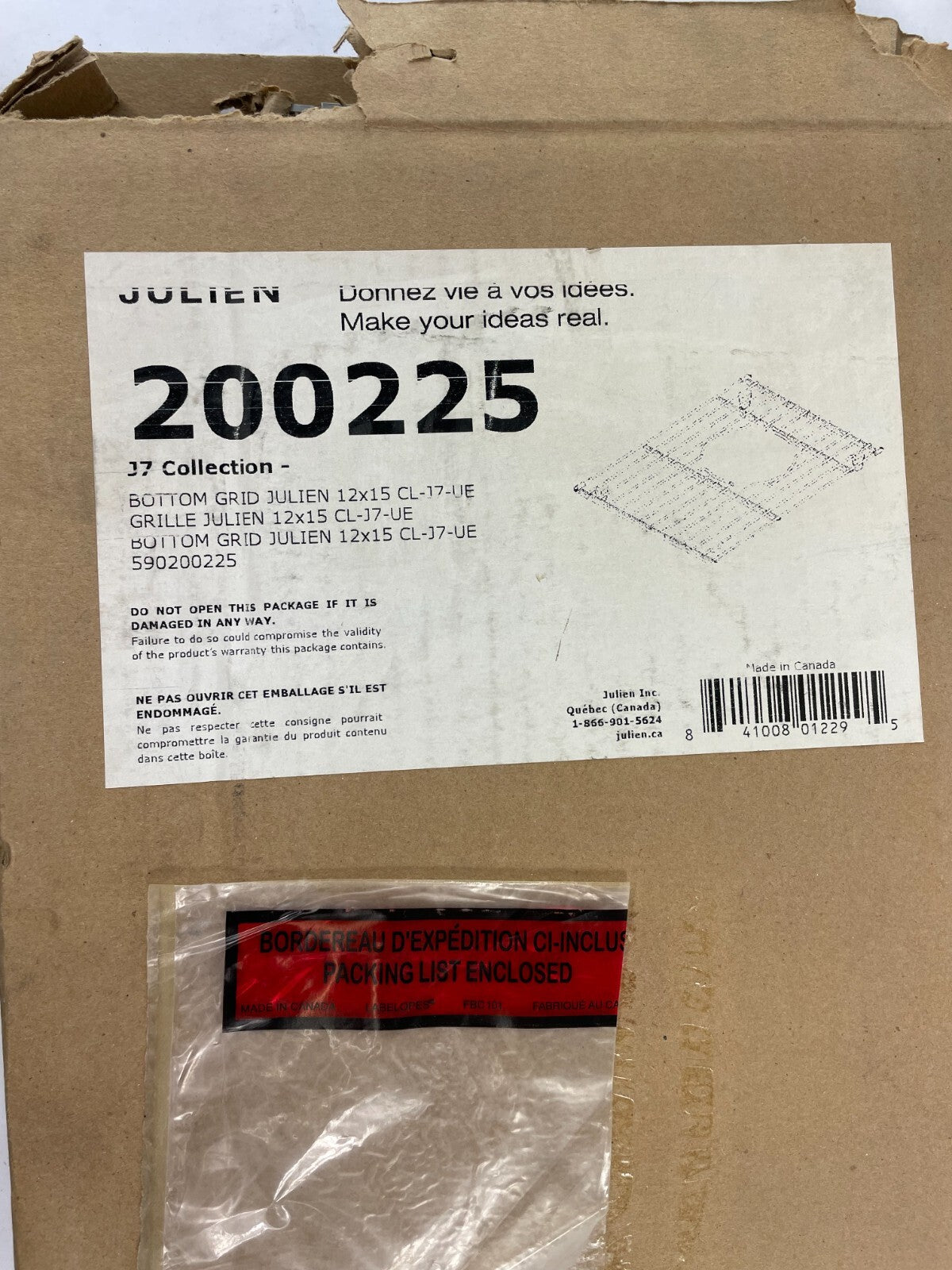 Julien 200225 J7 Collection Bottom Grid Julien 12x15 CL-J7-UE 590200225