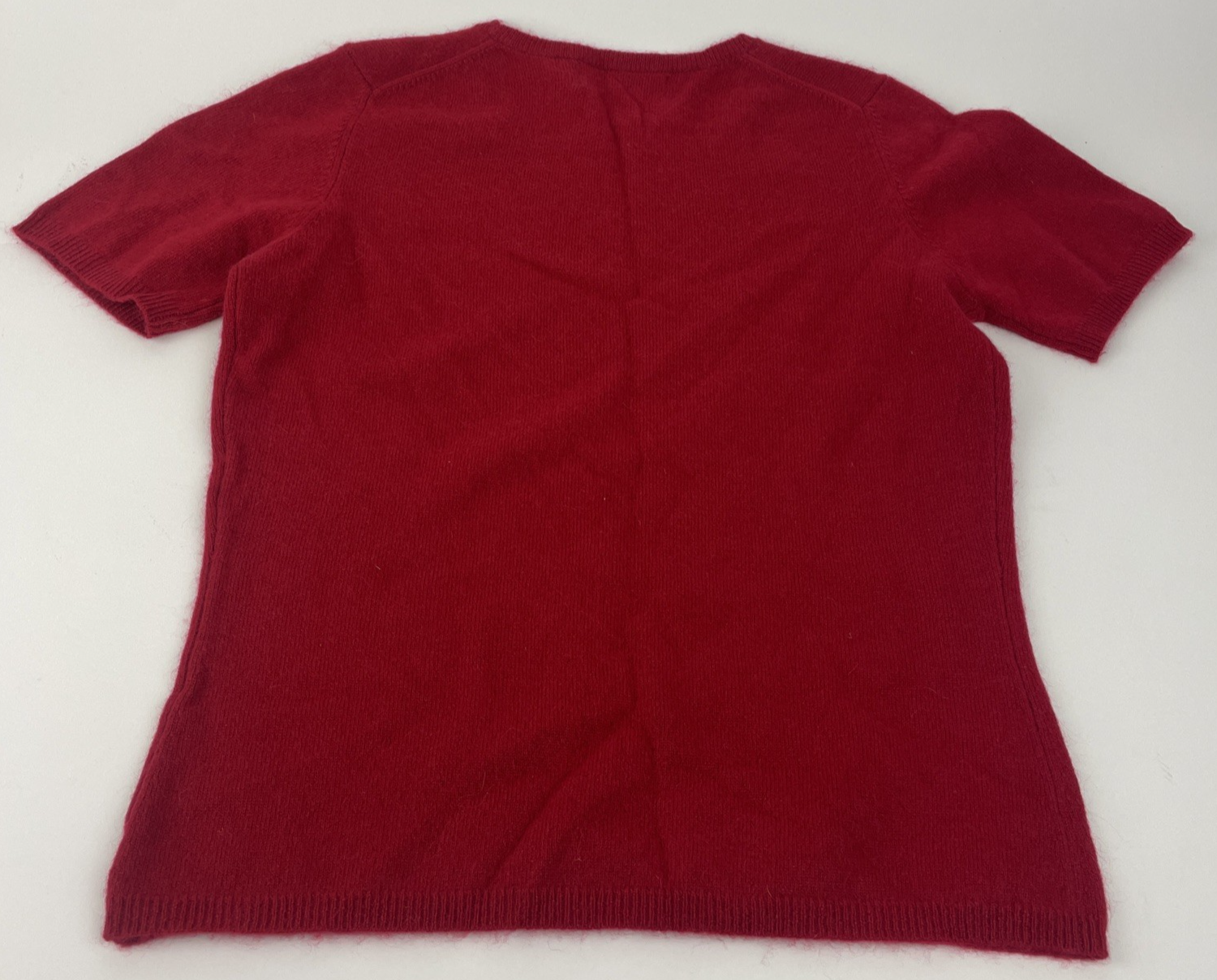 Sutton Studio 100% Cashmere Sweater Women XS Red Short Sleeve Crewneck Pullover