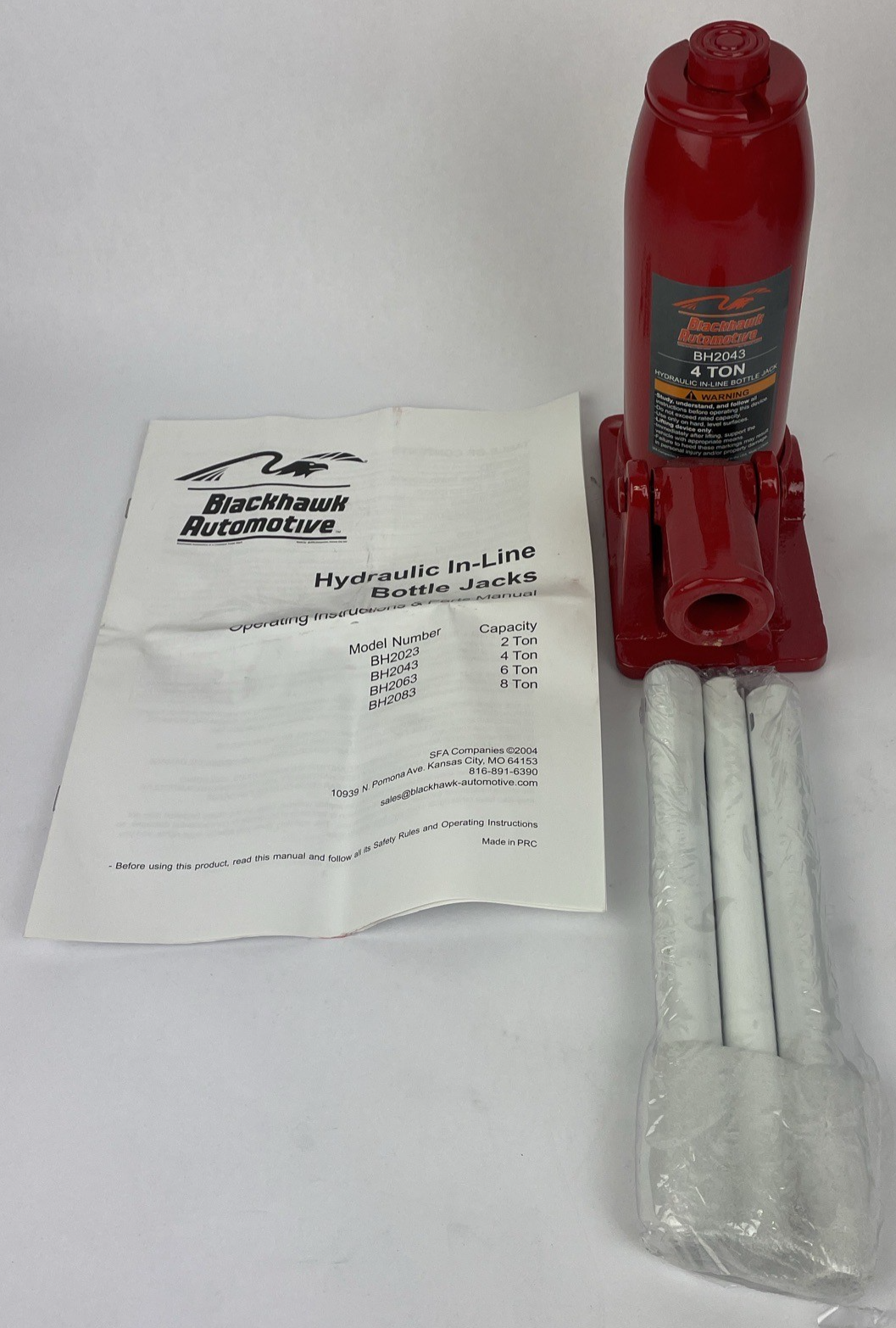 BLACKHAWK BH204 Hydraulic Bottle Jack Automotive Car Repair Shop Lift Tool 4 Ton