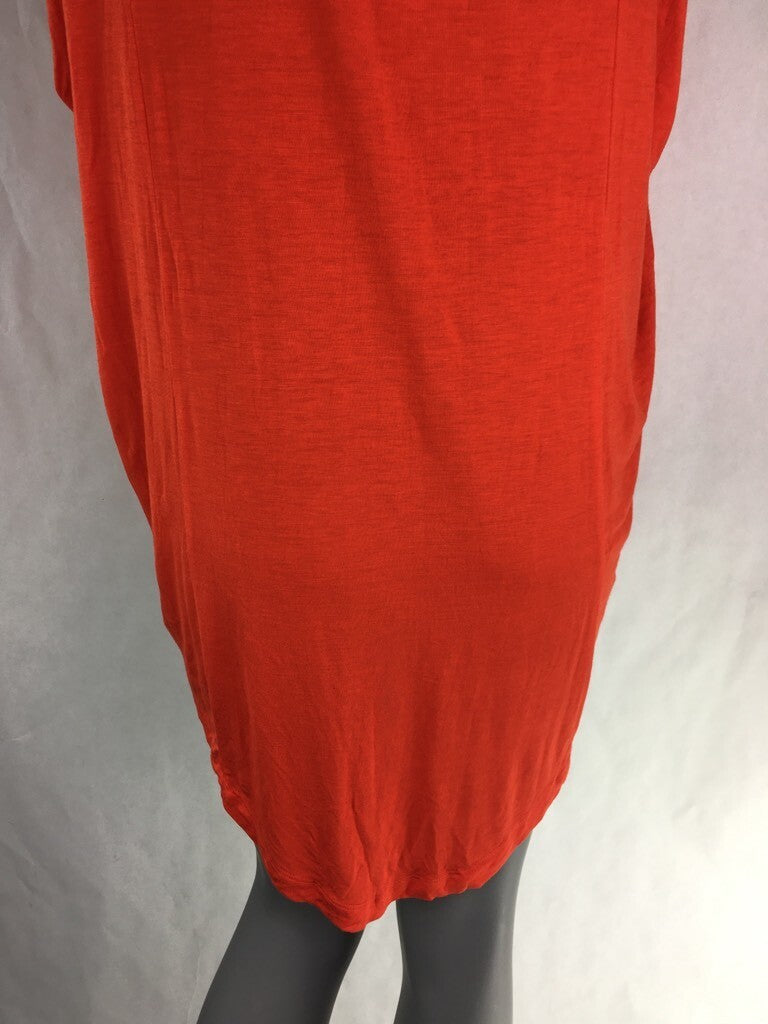Kenneth Cole Womens Hi Low Blouse Flame Orange Short Sleeves Scoop Neck Top M