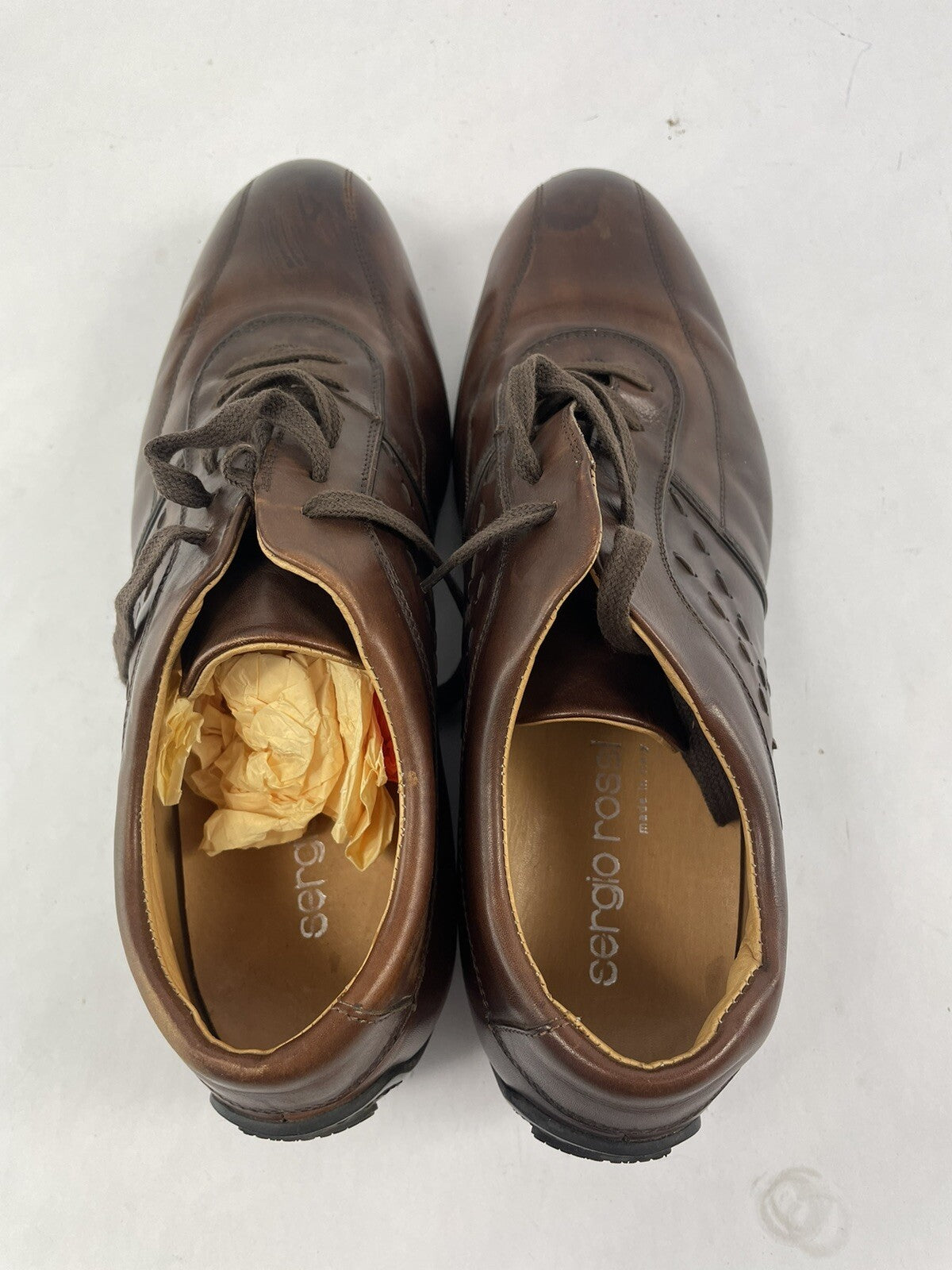 Sergio Rossi Brown Leather Derby Brogue Shoes Men's UK 10 US 12