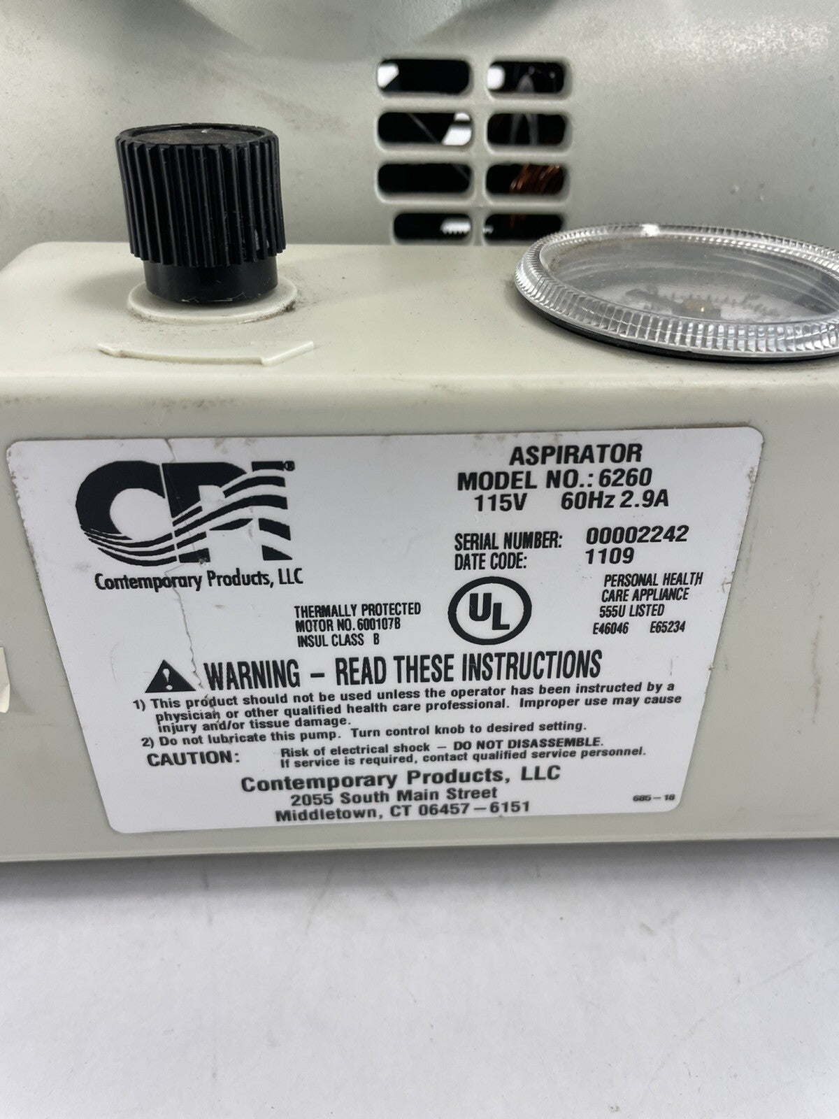 Contemporary Products Aspirator Suction 800CC (1/CS) Unit Model 6260
