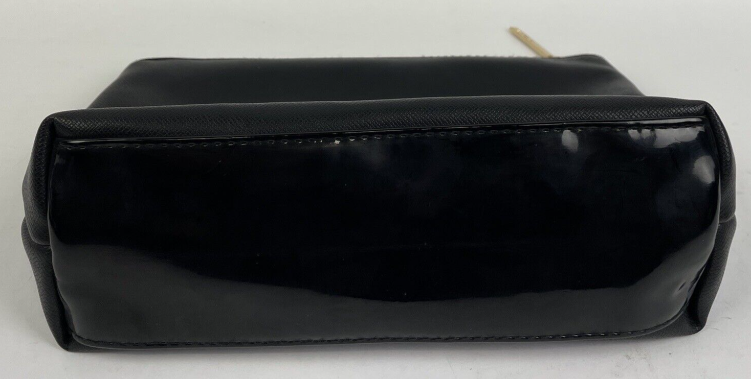 Lancome Paris Runway Black Clutch Beauty Gold Zip Bag Cosmetic Makeup Carry Case