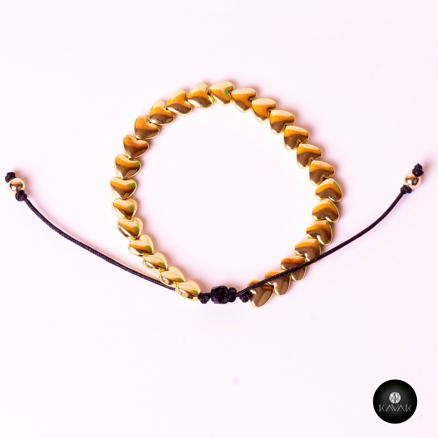 Kavak - Handmade Golden Hearts Adjustable Women's Bracelet