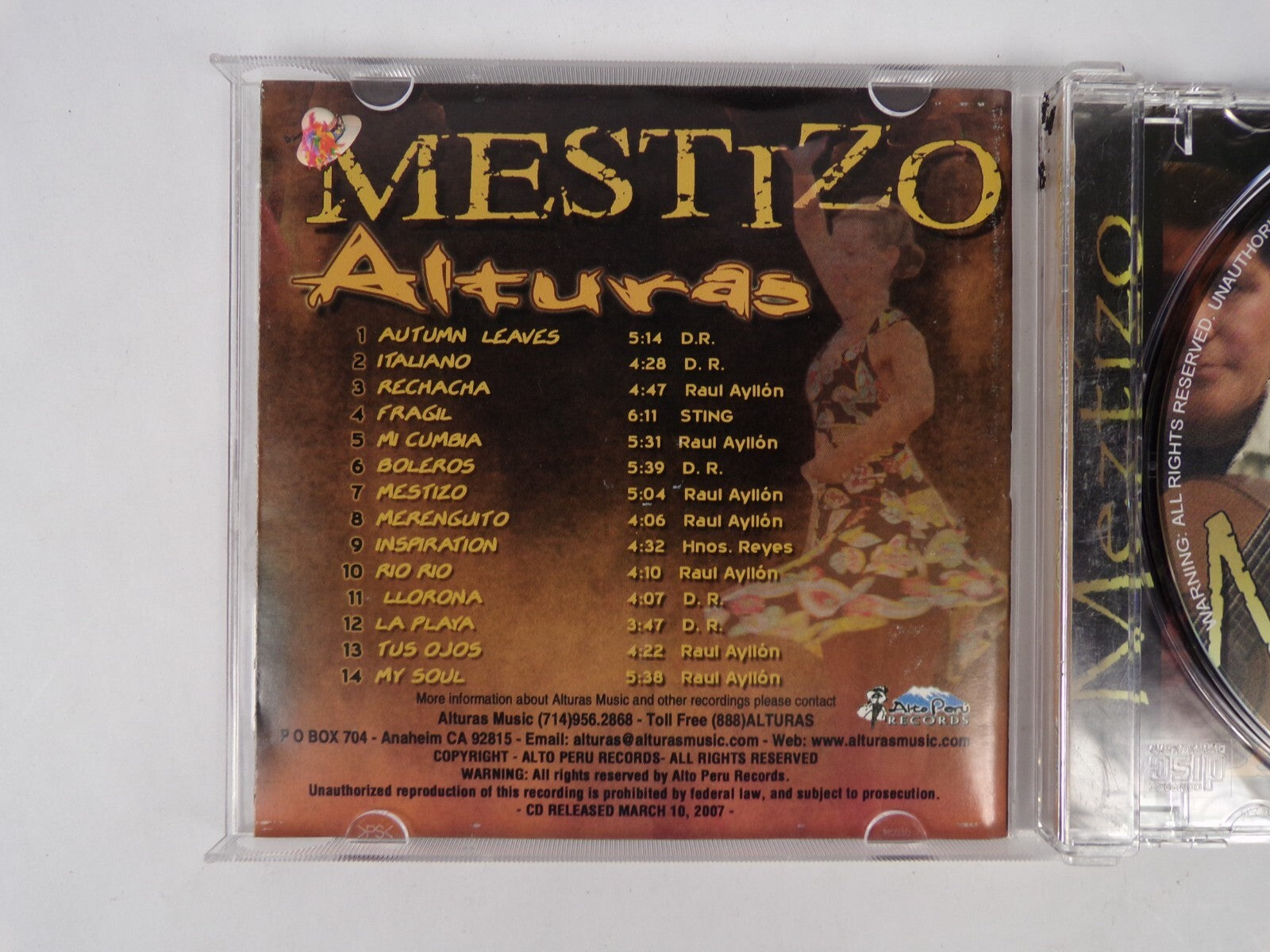 Mestizo Alturas Greatest Hits CD #9