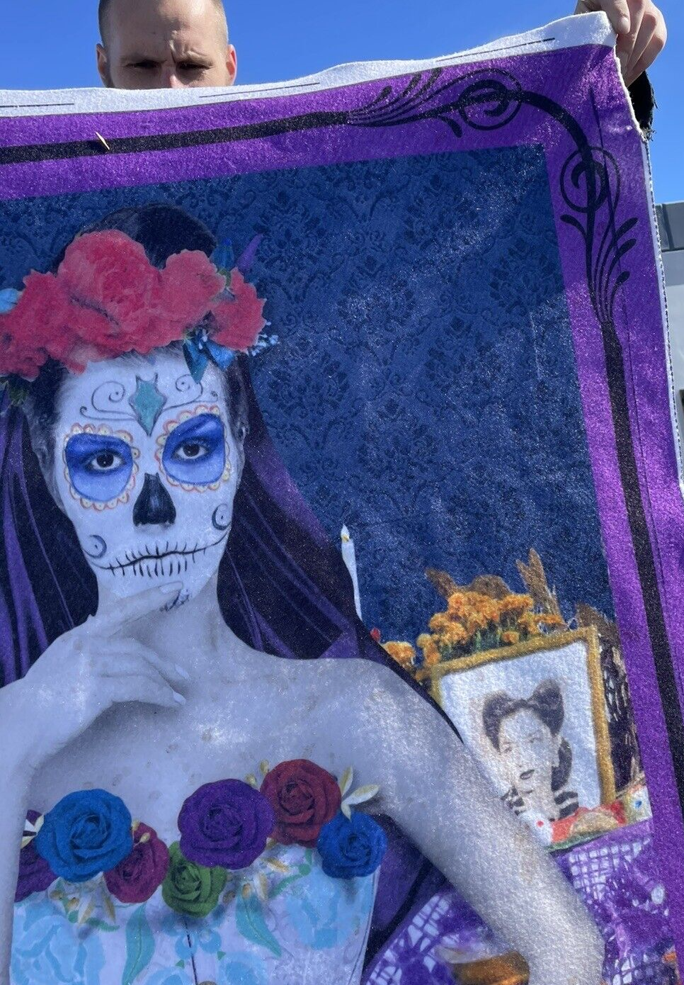 Dia De Muertos La Catrina - Felt Wall Art Print Beautiful Approx. 60" x 35" MXN